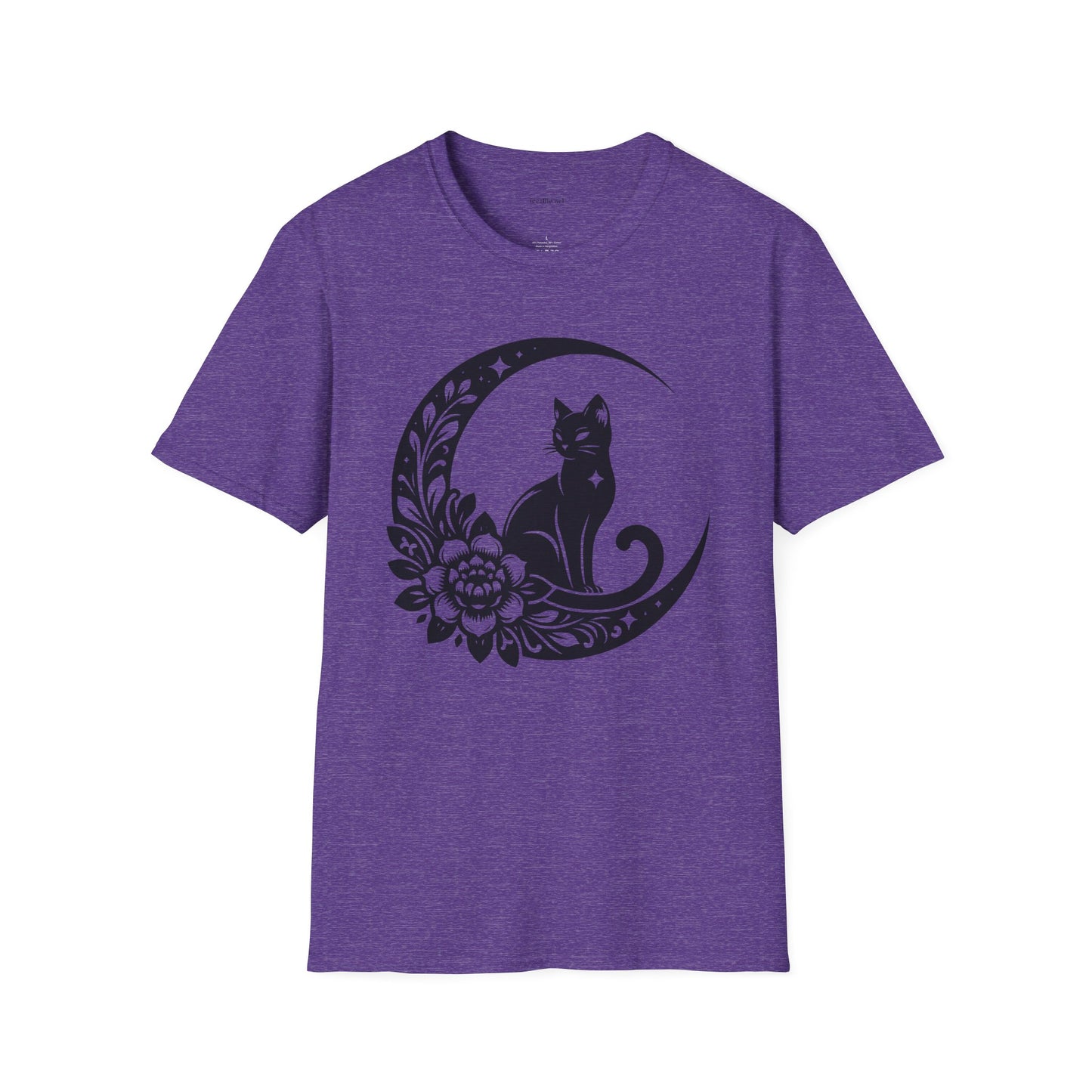 Crescent Moon Star Cat - Unisex Softstyle T-Shirt 100% Cotton Graphic