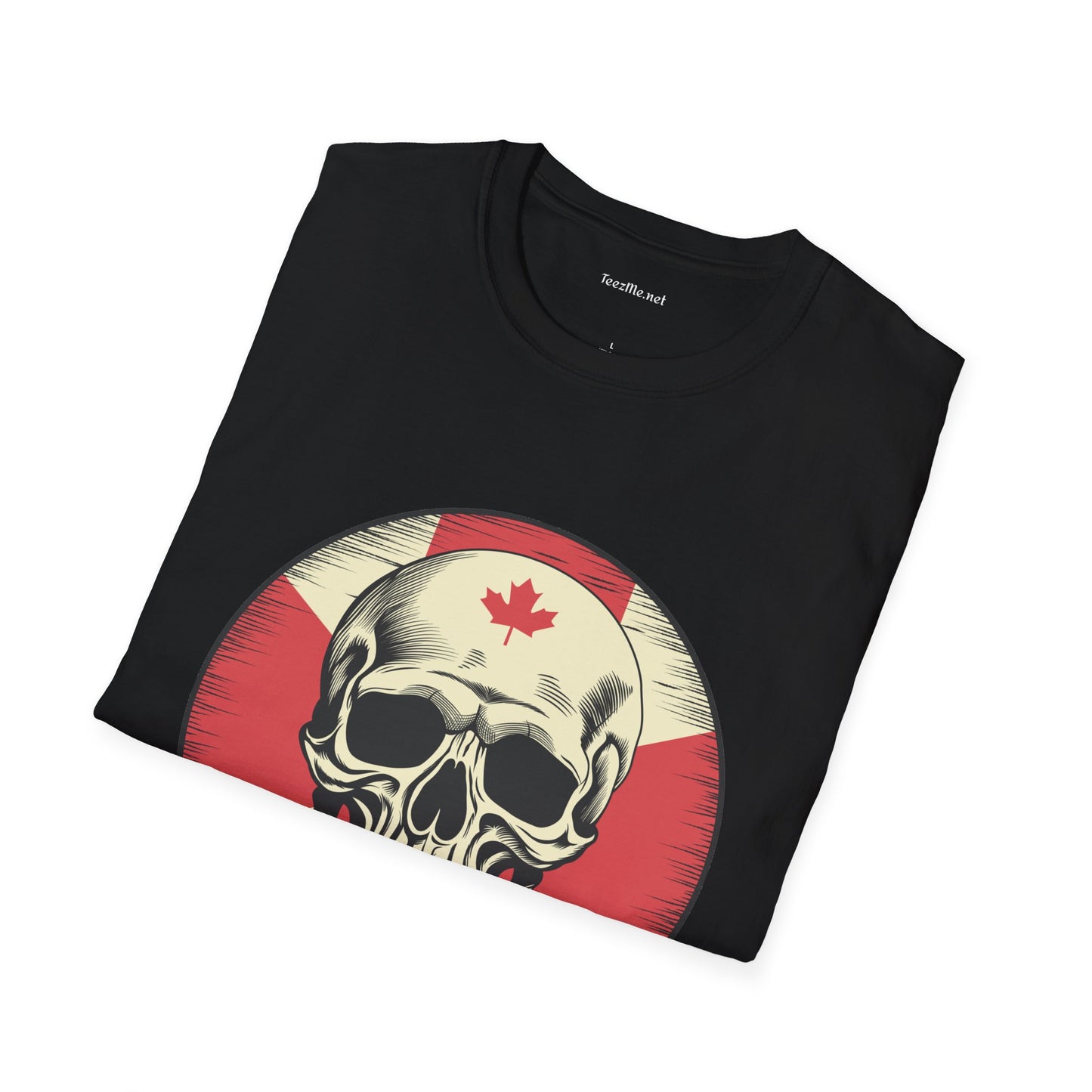 Retro Skull Canadian Flag Unisex Softstyle T-Shirt 100% Cotton