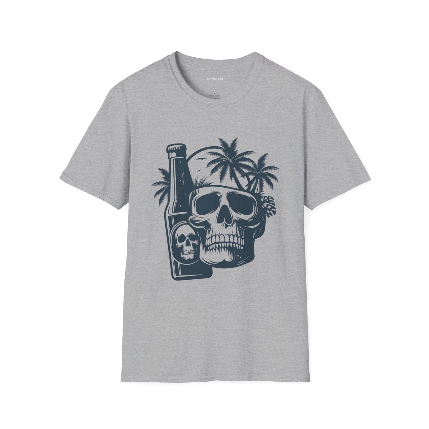 Skull with Beer 01 Unisex Softstyle T-Shirt 100% Cotton