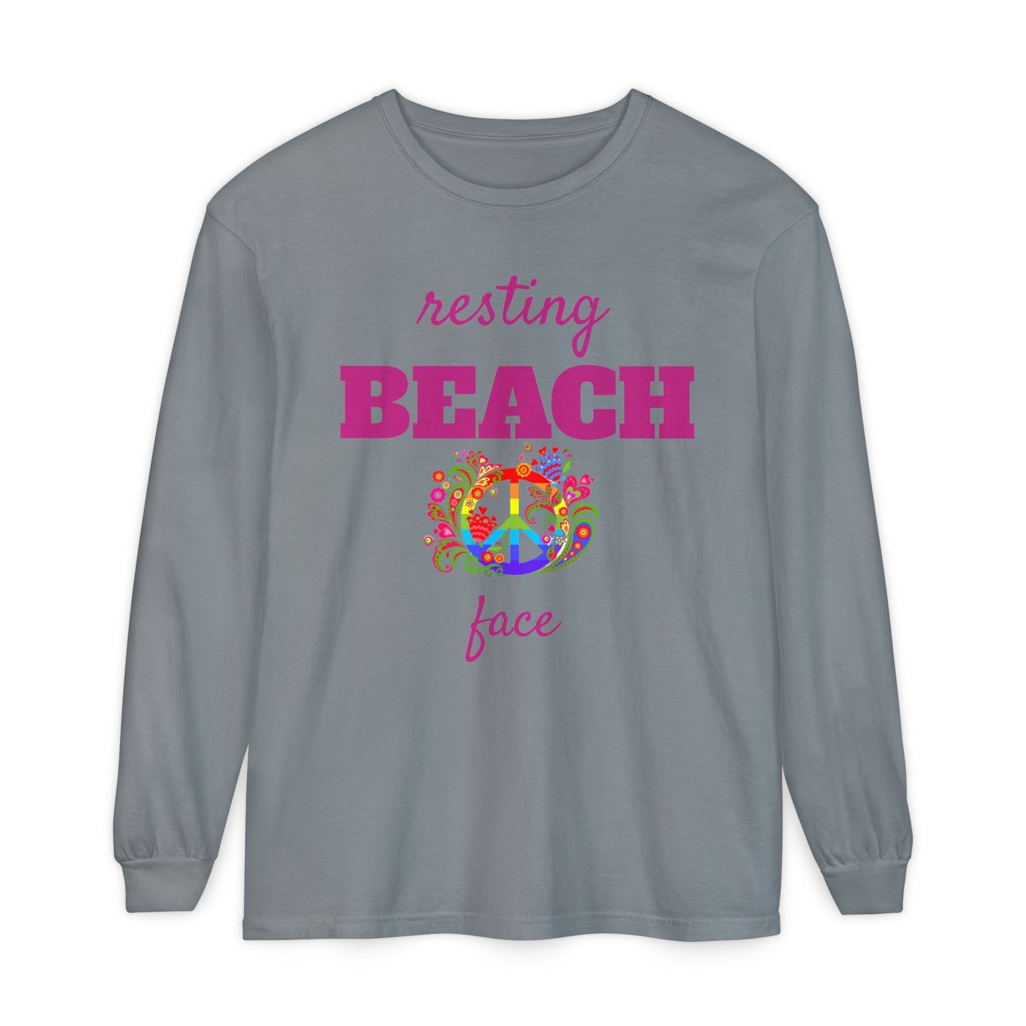 Resting Beach Face - Unisex Garment-dyed Long Sleeve T-Shirt