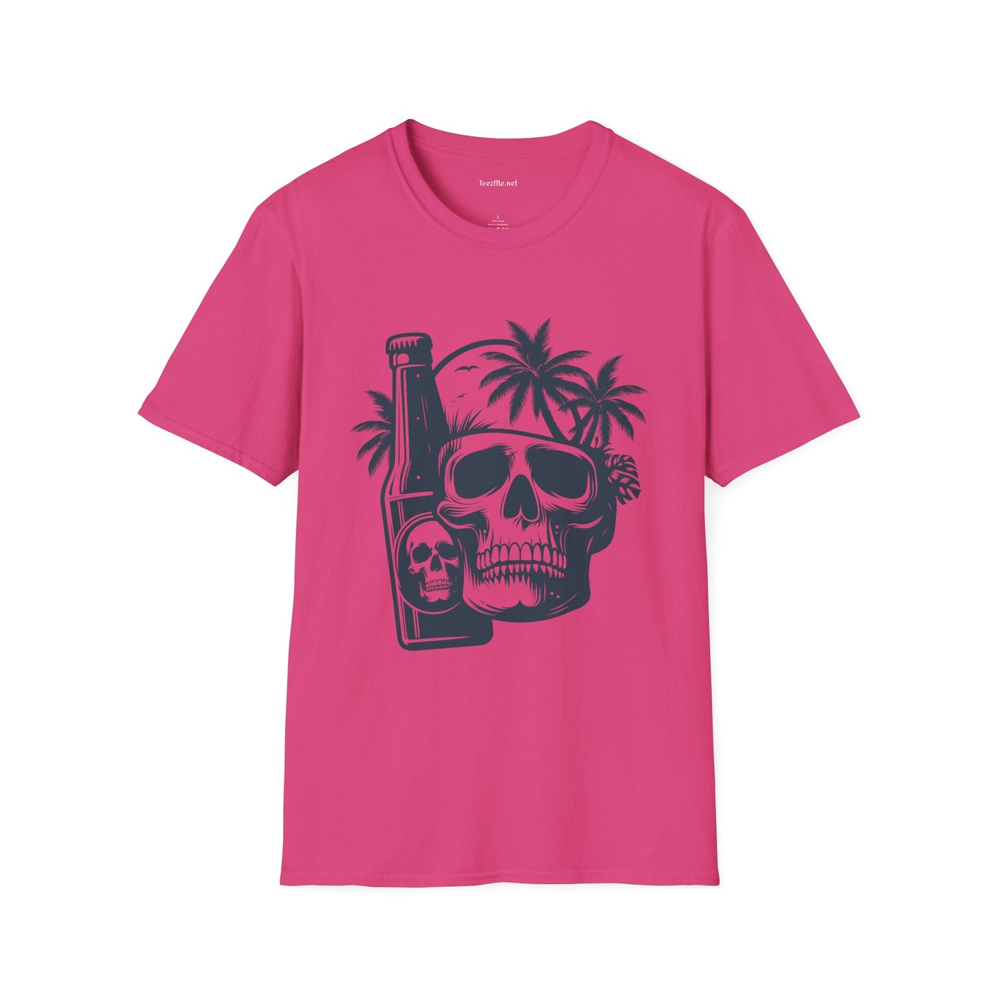 Skull with Beer 01 Unisex Softstyle T-Shirt 100% Cotton