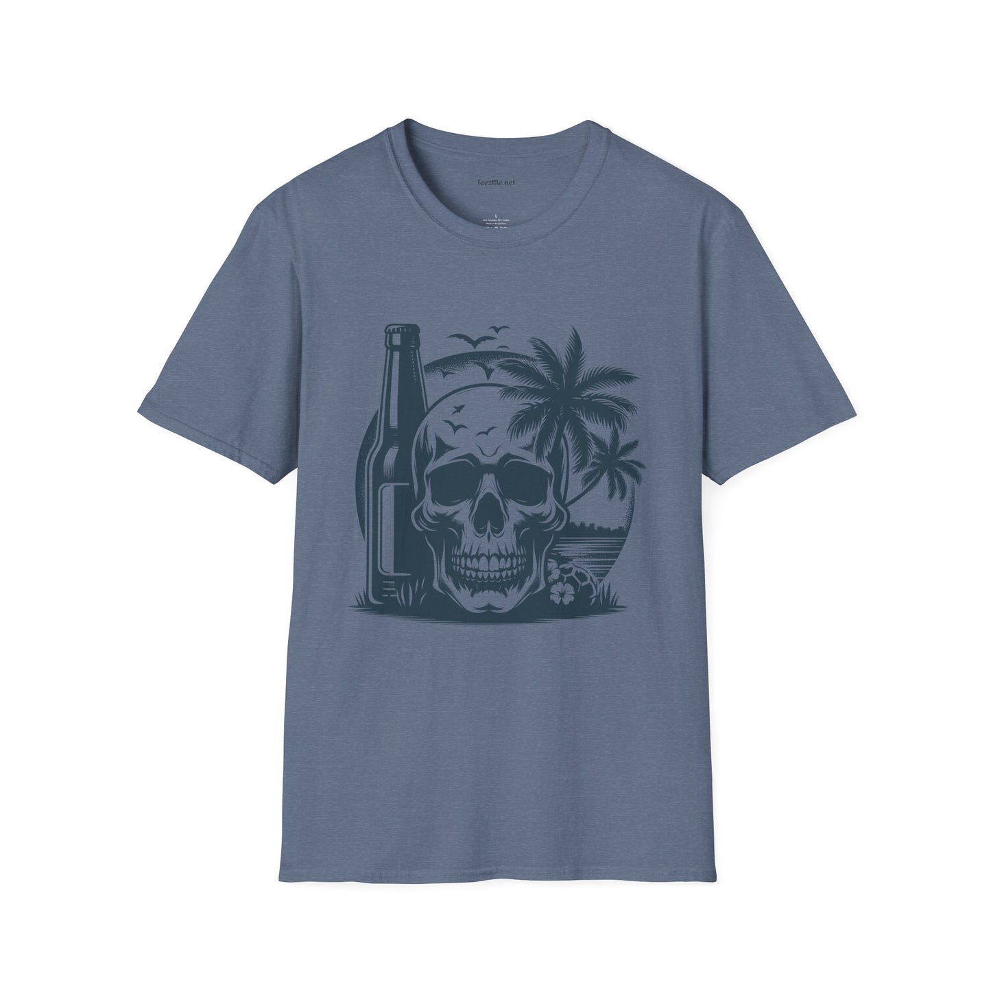 Skull with Beer 02 Unisex Softstyle T-Shirt 100% Cotton