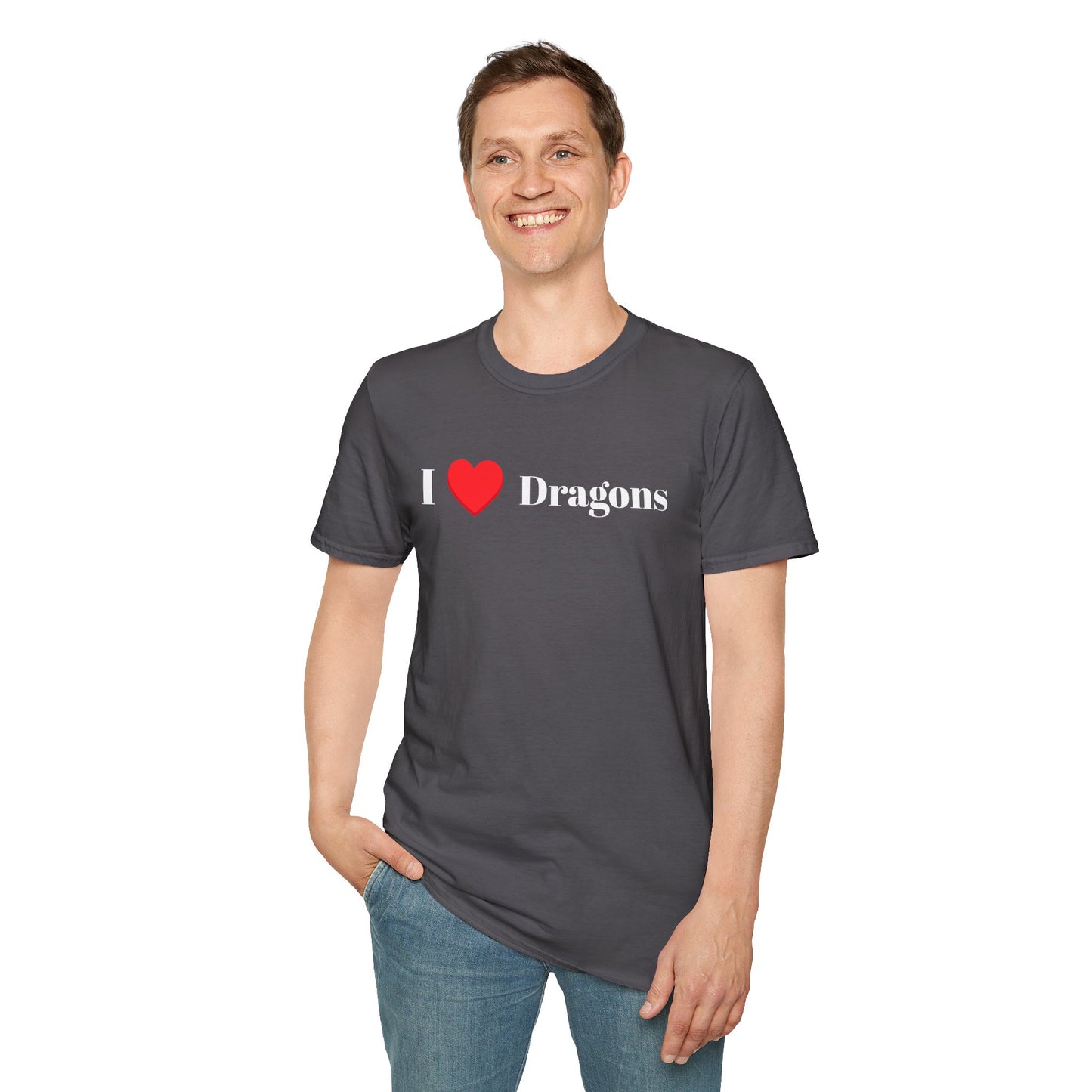 I love Dragons - Unisex Softstyle T-Shirt 100% Cotton Graphic