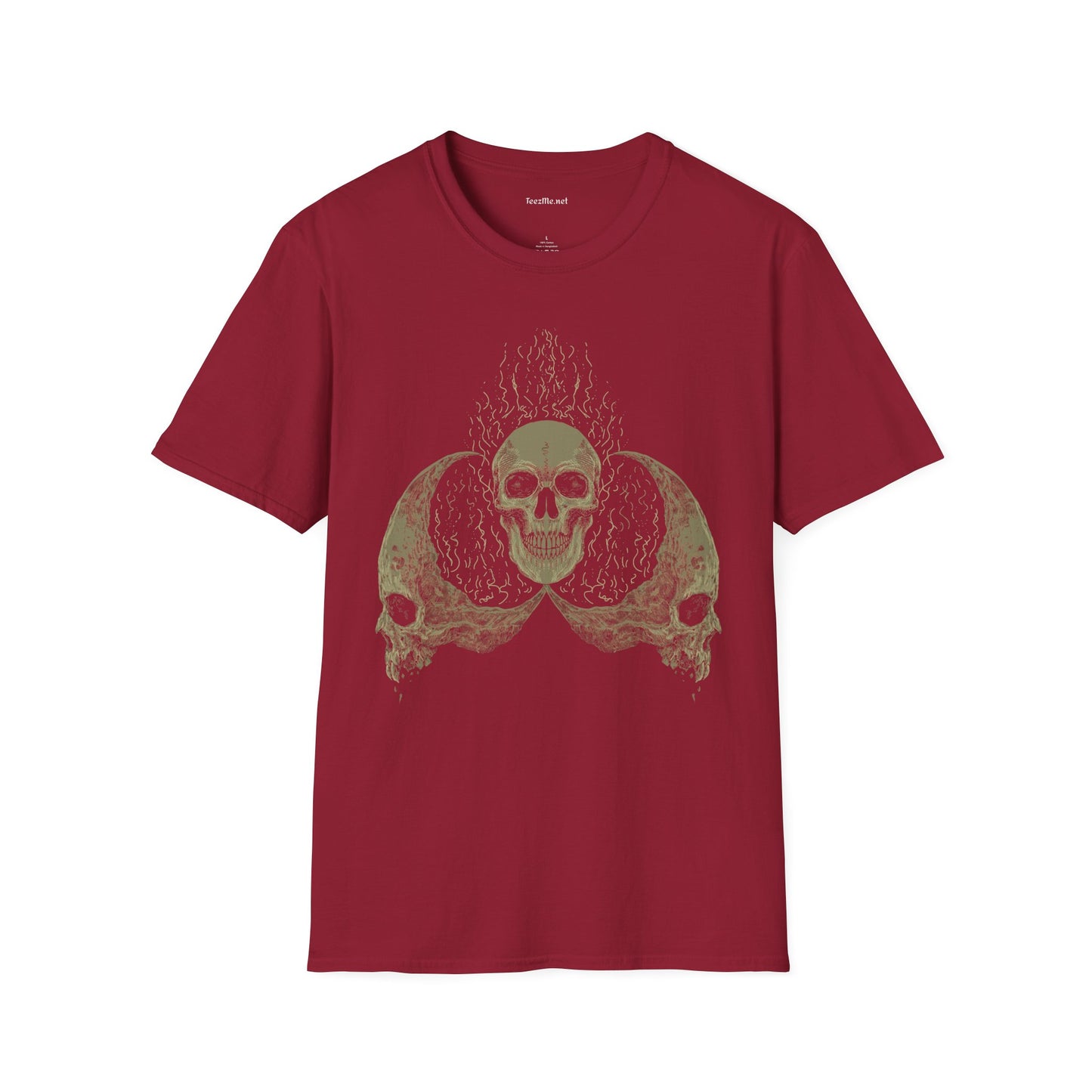 Skull Head Moon Fire Unisex Softstyle T-Shirt 100% Cotton