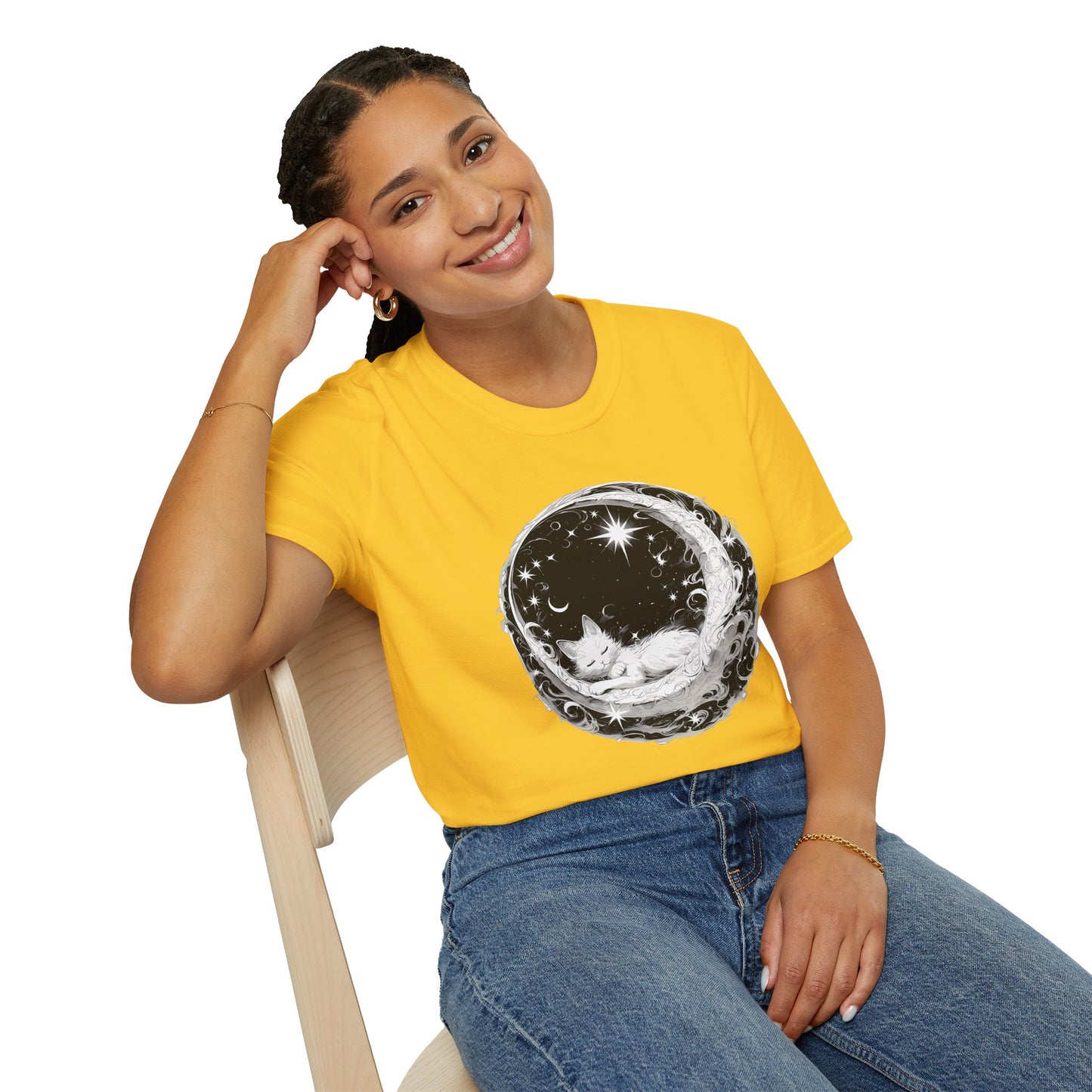 Moon Cat - Unisex Softstyle T-Shirt 100% Cotton Graphic