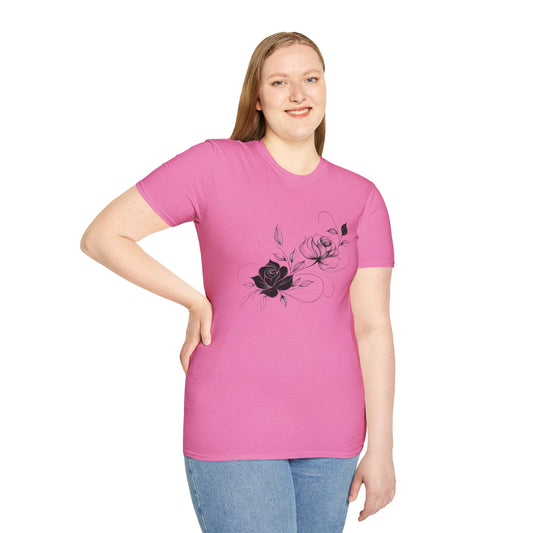 Black rose bouquet - Unisex Softstyle T-Shirt 100% Cotton Graphic