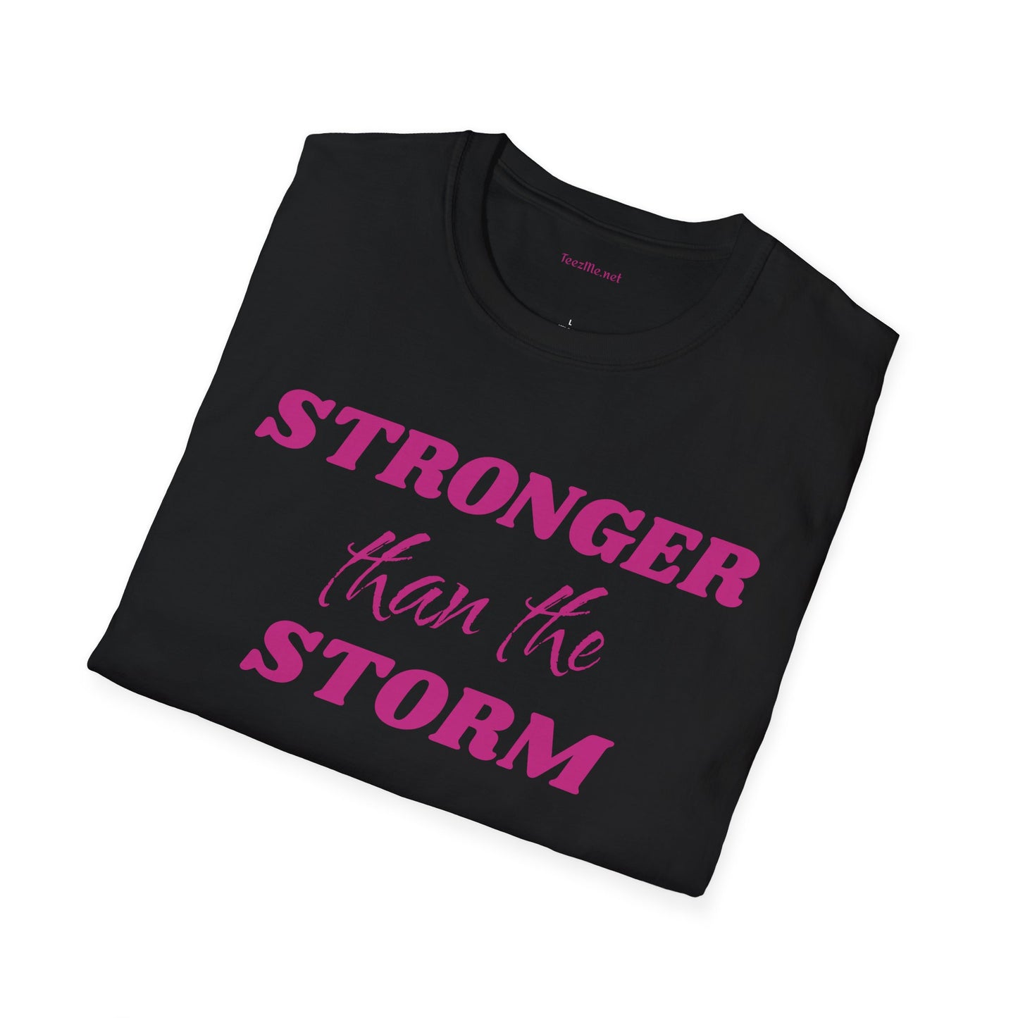 Stronger than the Storm Breast Cancer Unisex Softstyle T-Shirt 100% Cotton Graphic