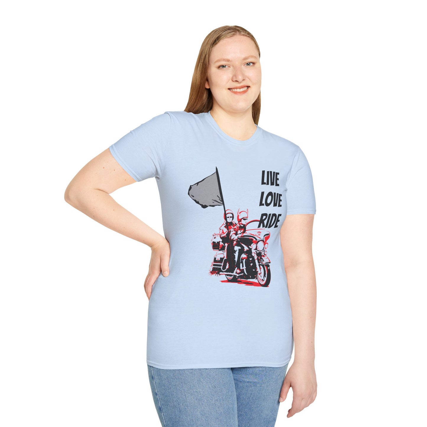 Live Love Ride - Unisex Softstyle T-Shirt 100% Cotton Graphic Motorcycle Harley