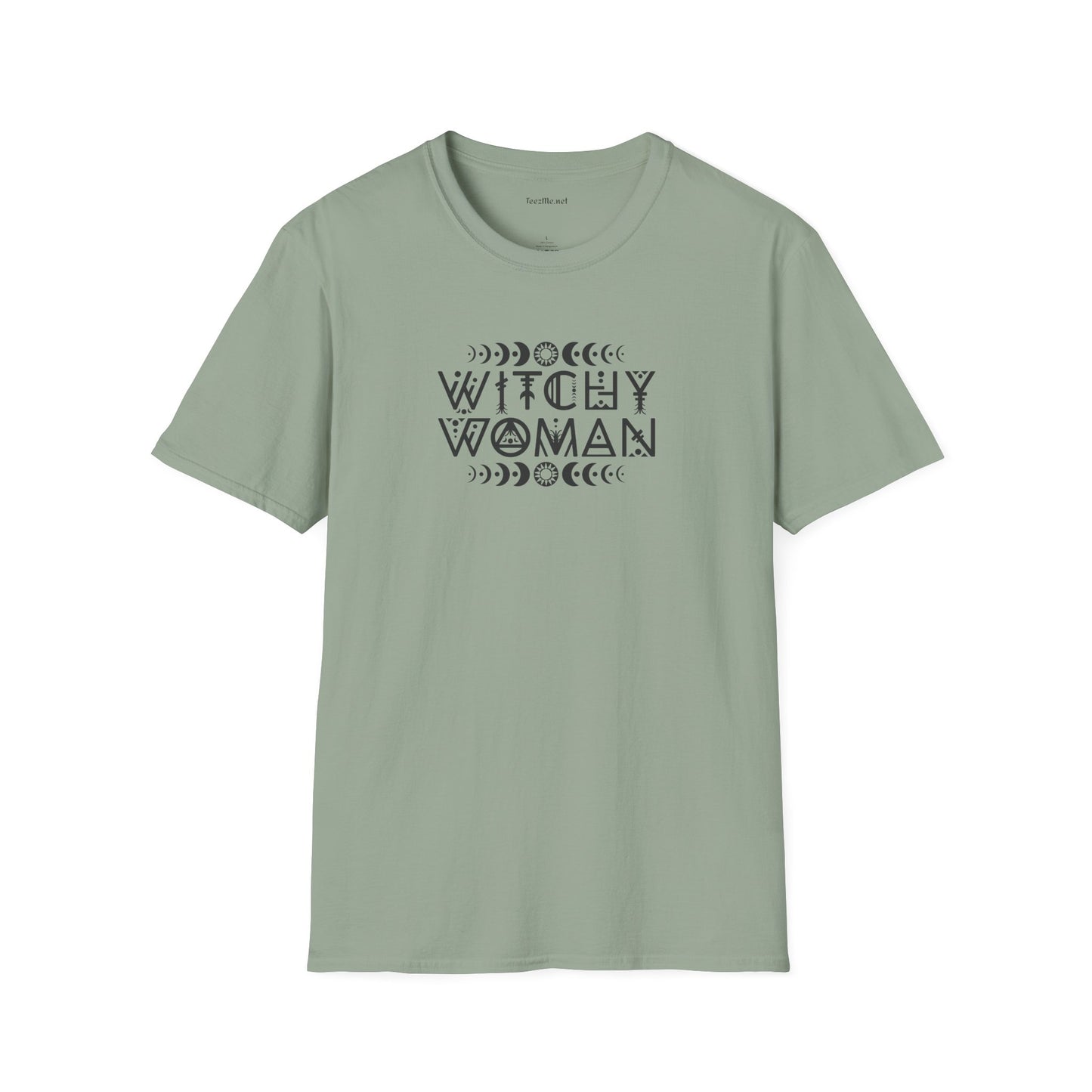 Witchy Woman with Moons - Unisex Softstyle T-Shirt 100% Cotton Graphic