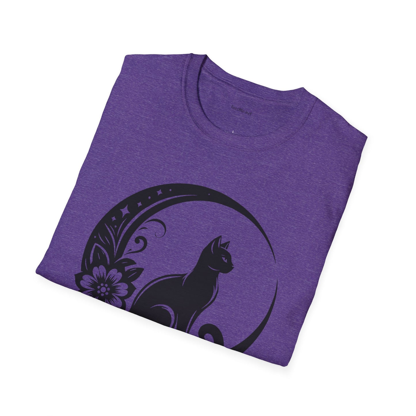 Crescent Moon Cat - Unisex Softstyle T-Shirt 100% Cotton Graphic