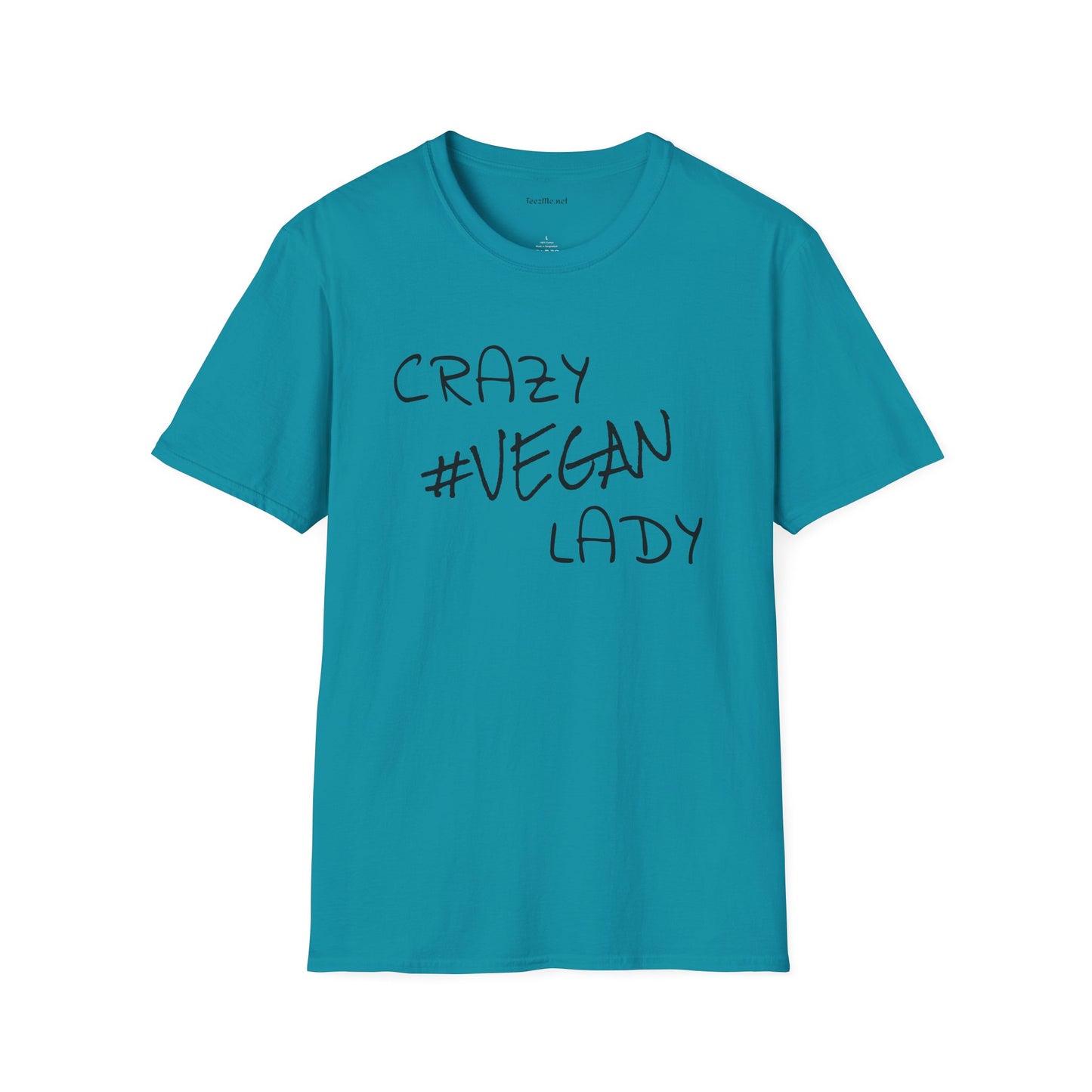 Crazy #Vegan Lady Unisex Softstyle T-Shirt 100% Cotton Graphic