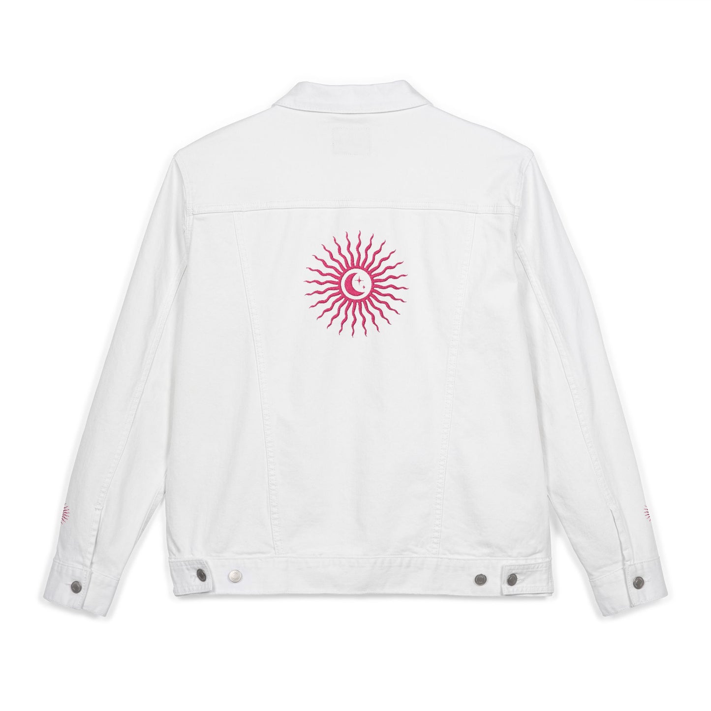 Sun and Moon Pink Unisex Denim Jacket (Embroidery)