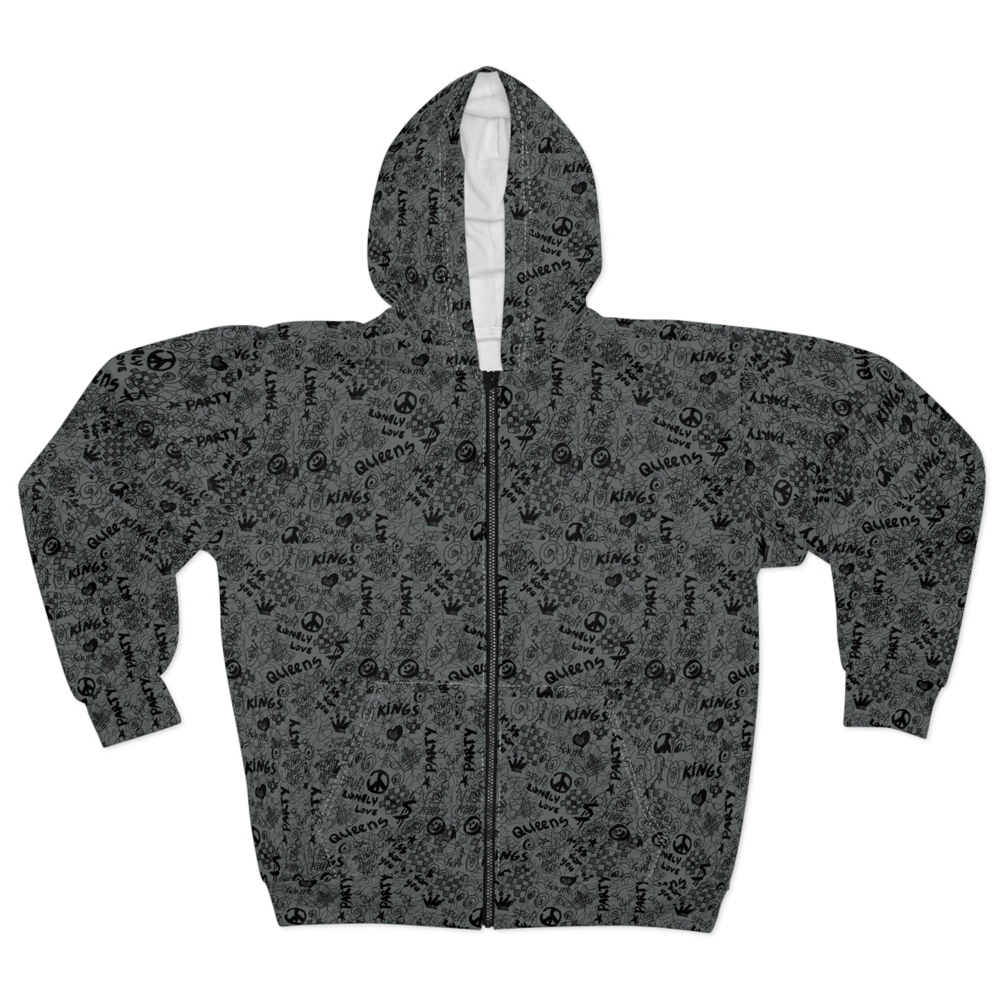 Street Style Grunge Unisex Zip Hoodie (AOP)