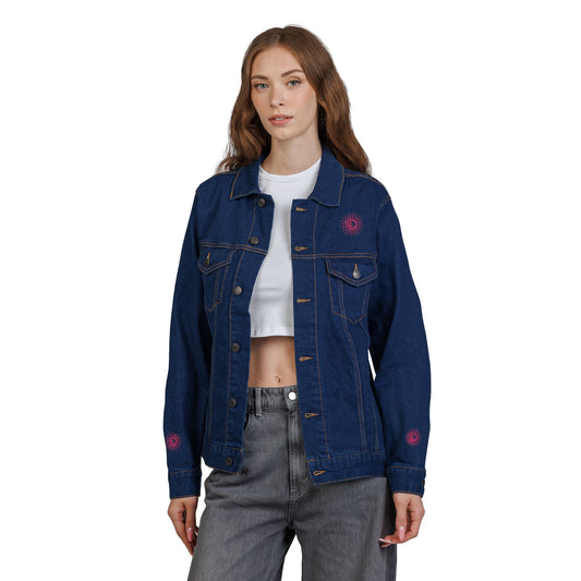 Sun and Moon Pink Unisex Denim Jacket (Embroidery)