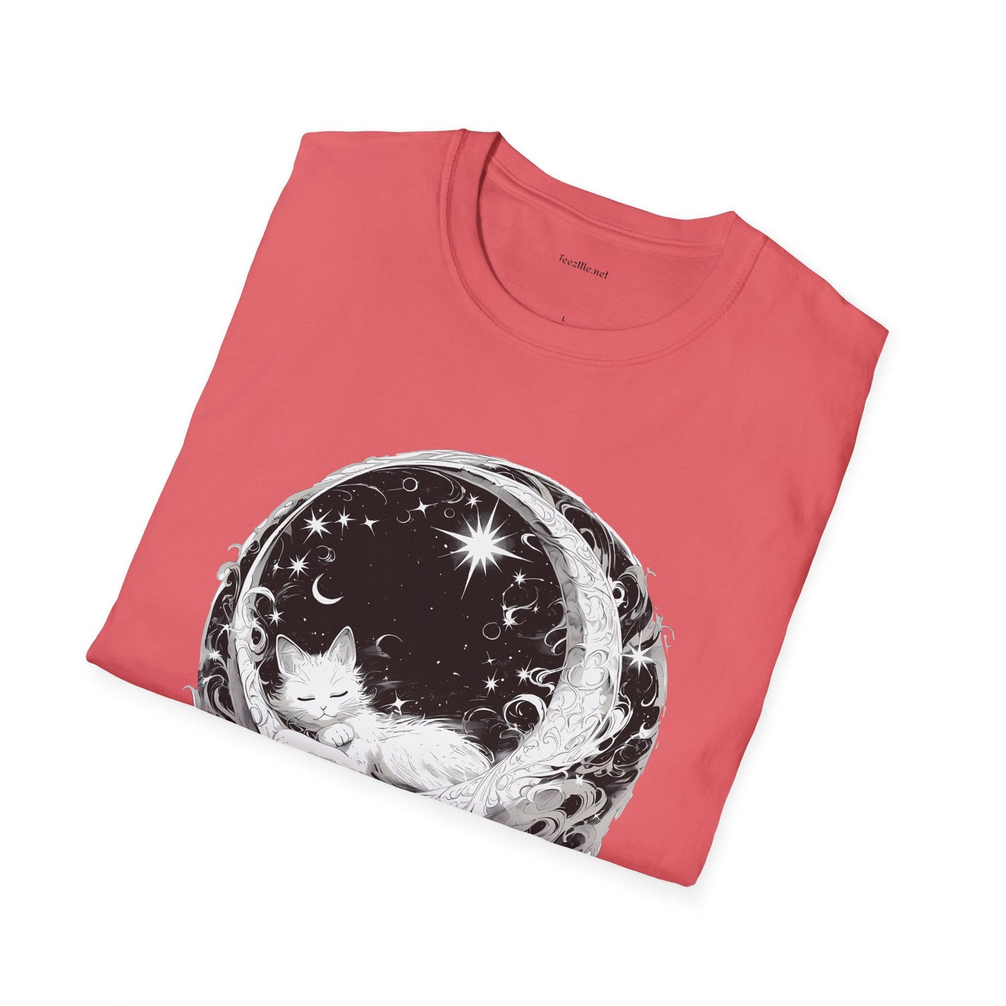 Moon Cat - Unisex Softstyle T-Shirt 100% Cotton Graphic
