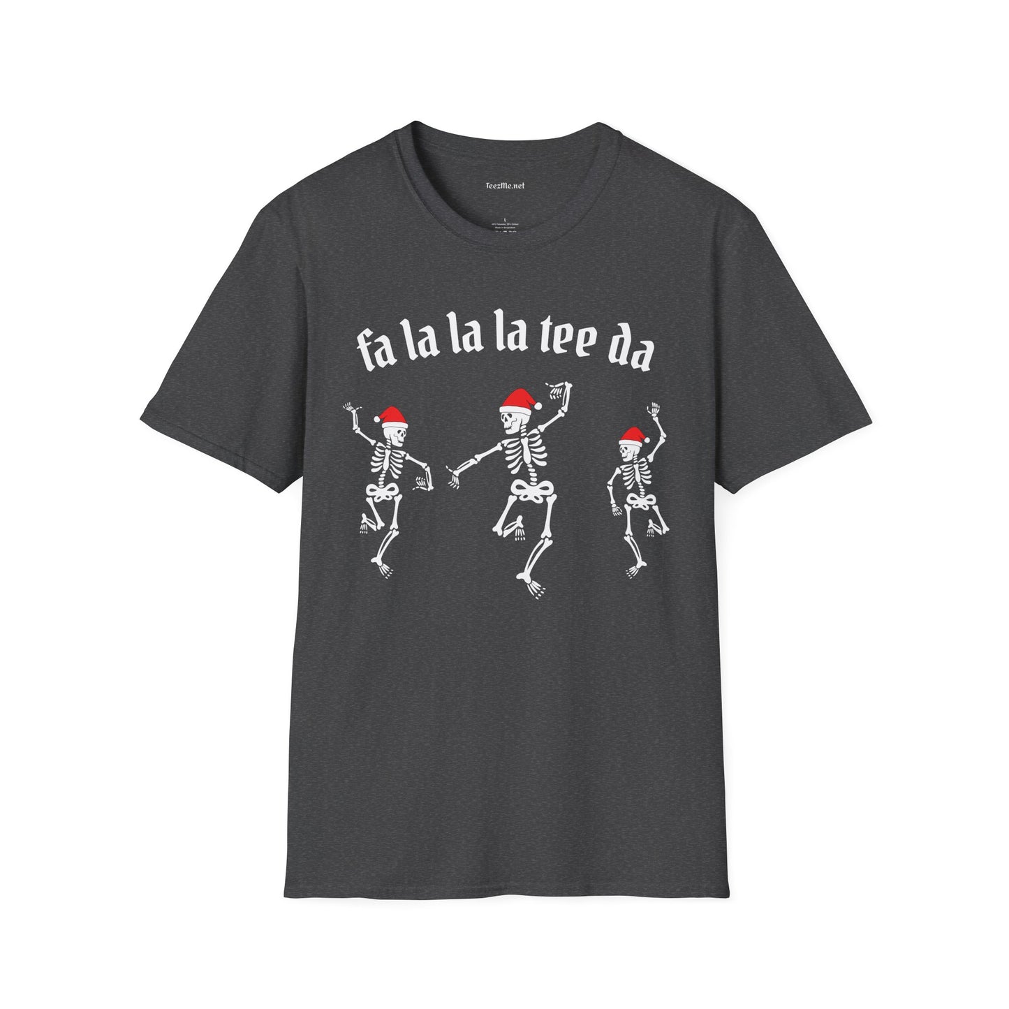 Dancing Santa Skeletons fa la la la Unisex Softstyle T-Shirt 100% Cotton Graphic