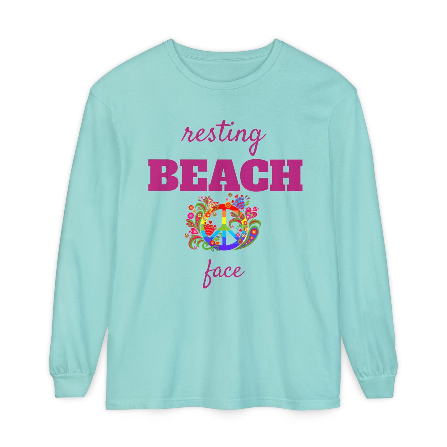 Resting Beach Face - Unisex Garment-dyed Long Sleeve T-Shirt