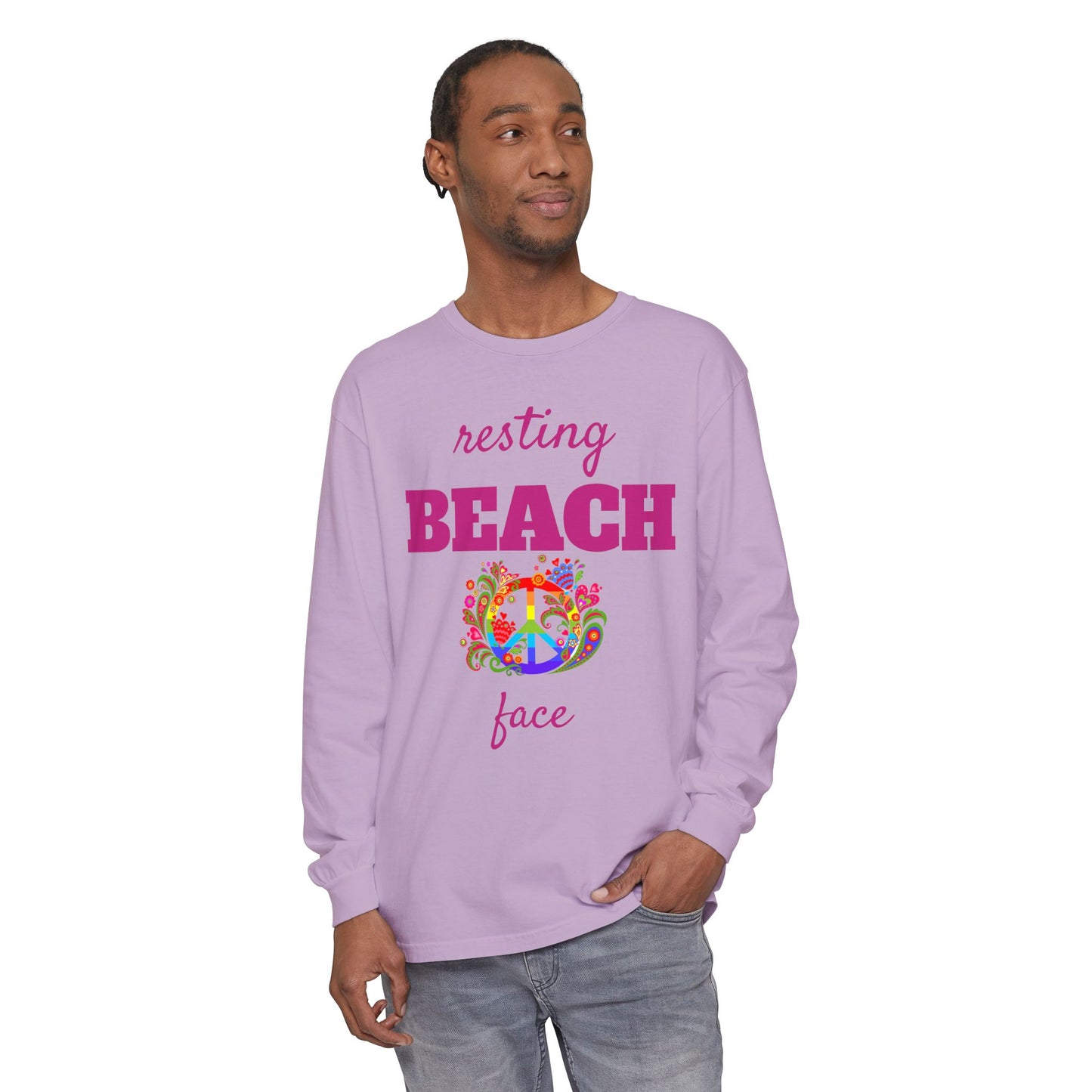 Resting Beach Face - Unisex Garment-dyed Long Sleeve T-Shirt
