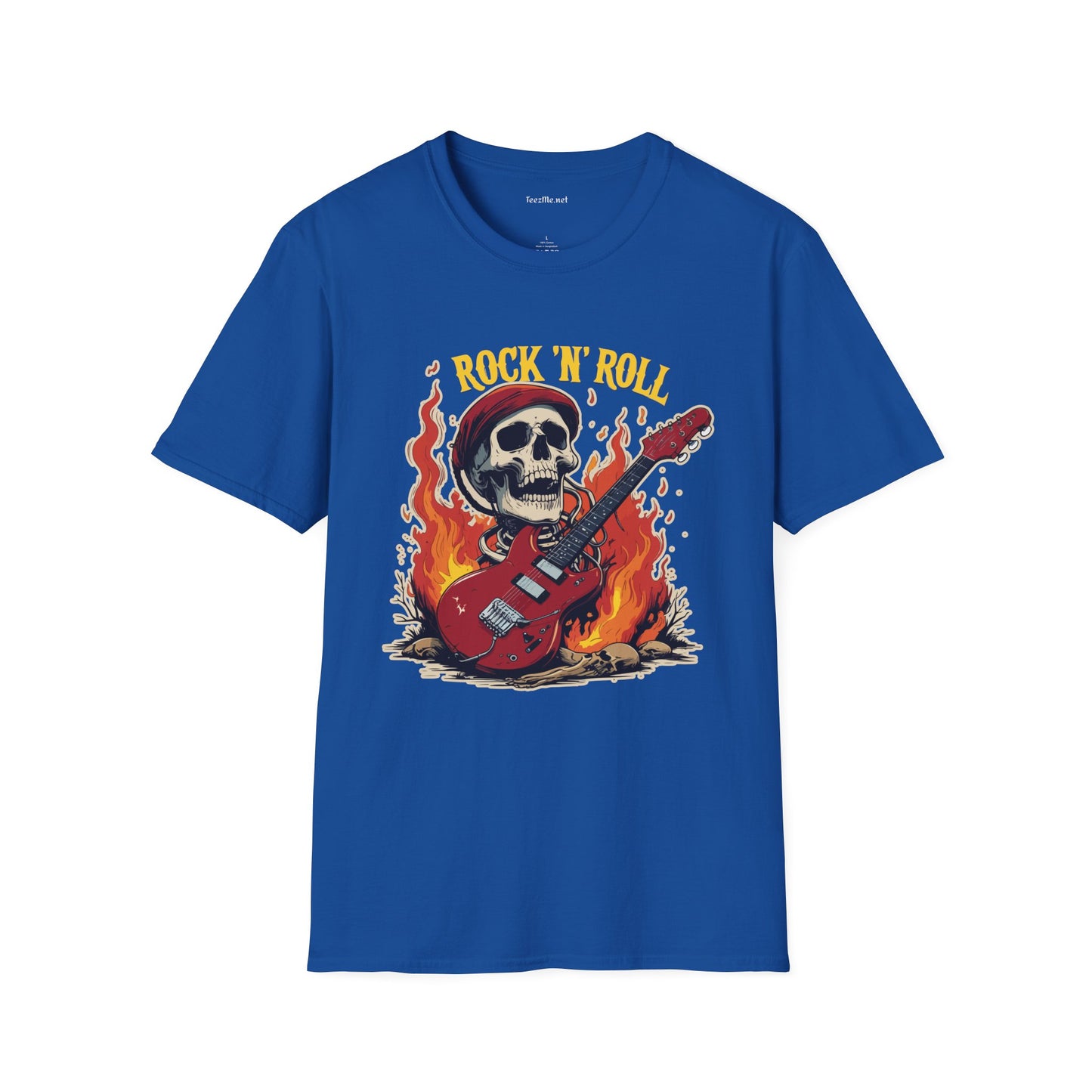 Rock N Roll Skeleton - Unisex Softstyle T-Shirt 100% Cotton Graphic