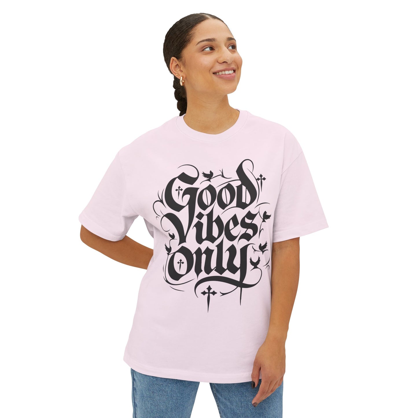 Good Vibes Only Goth Unisex Oversized Boxy Tee