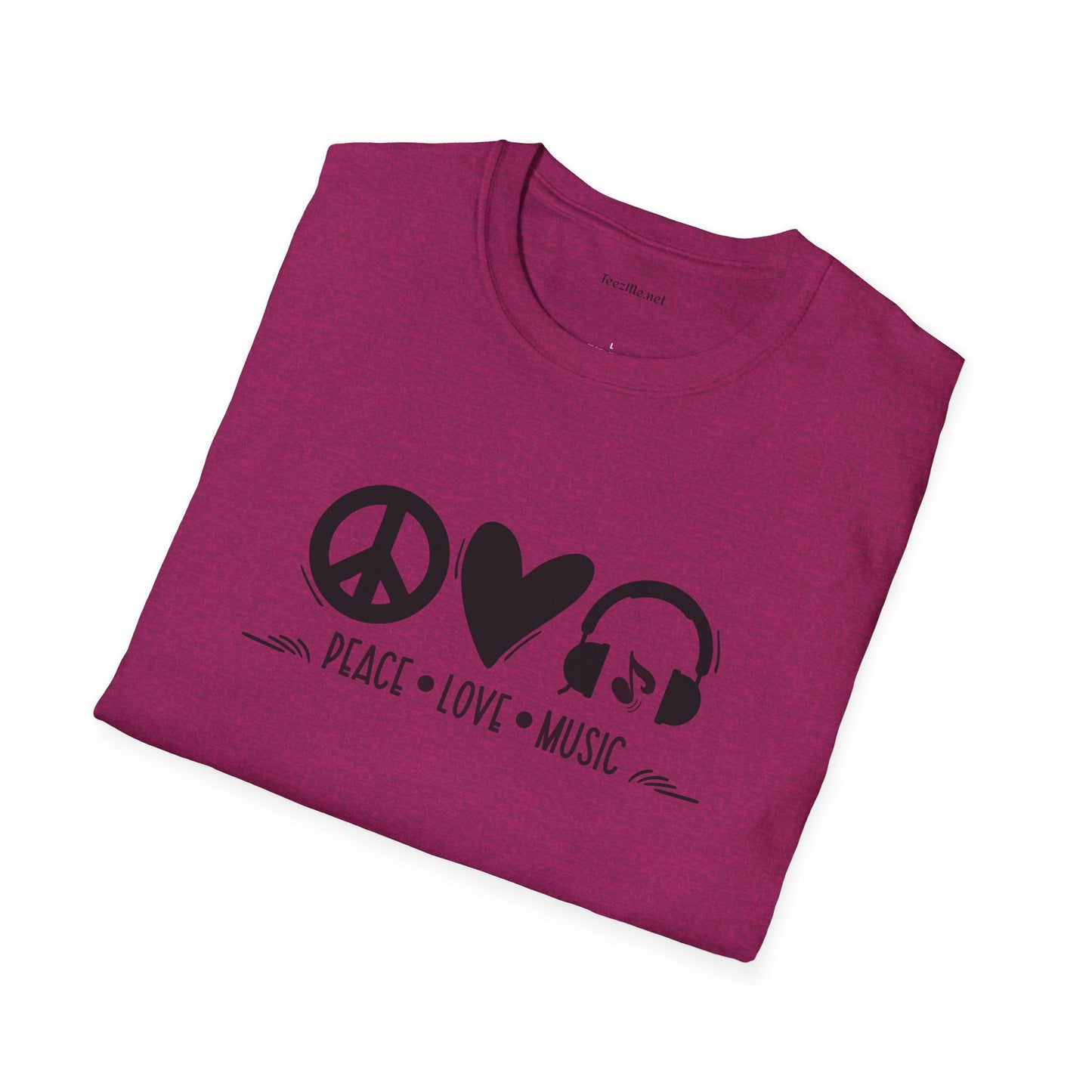 Peace Love Music - Unisex Softstyle T-Shirt 100% Cotton Graphic
