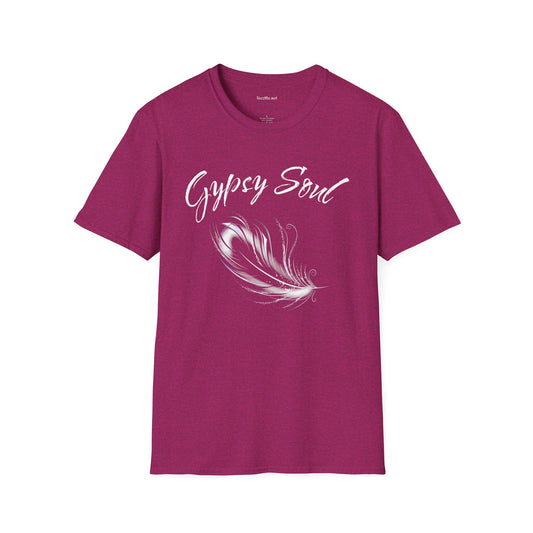 Gypsy Soul with Feather Unisex Softstyle T-Shirt 100% Cotton