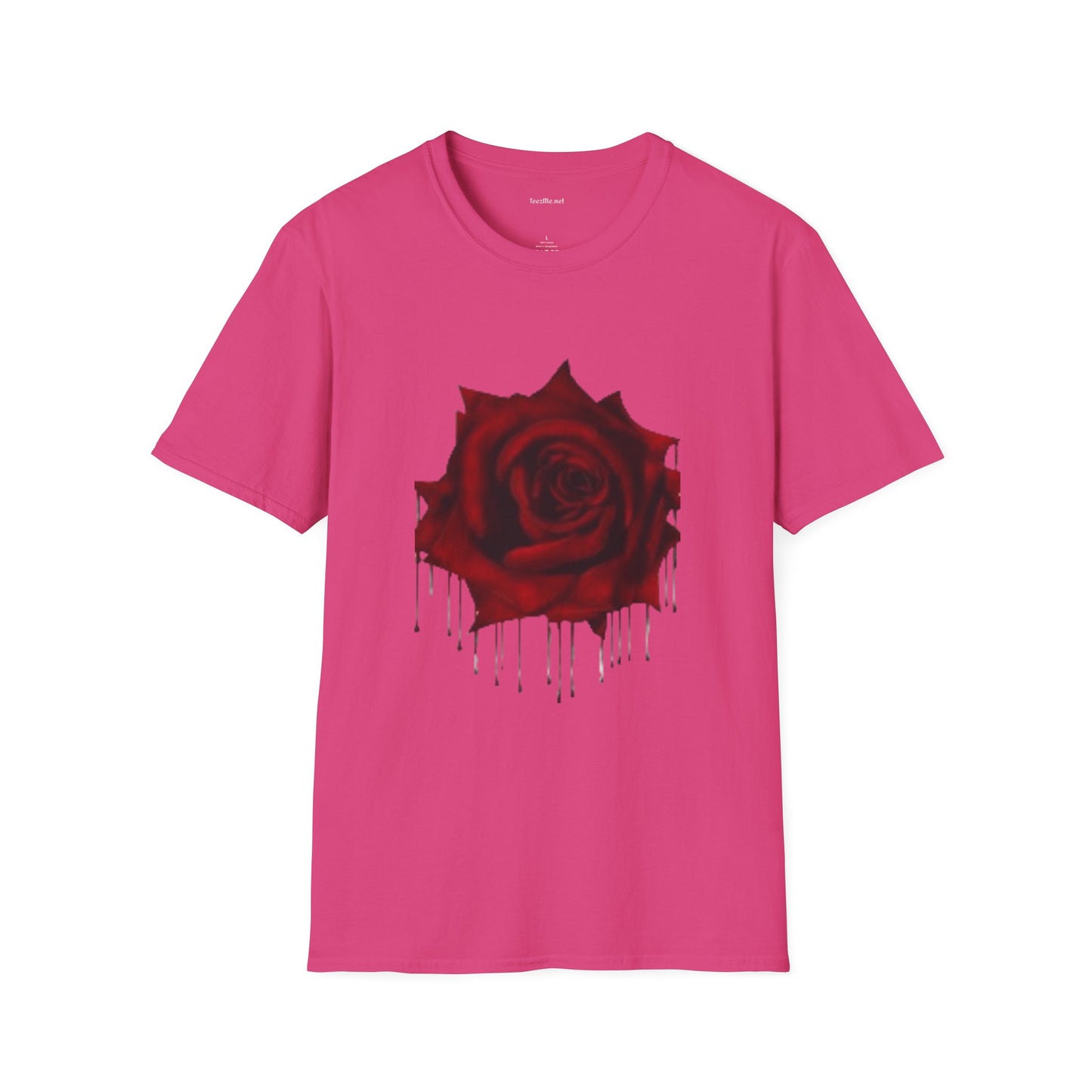 Bleeding Rose Illustration - Unisex Softstyle T-Shirt 100% Cotton Graphic
