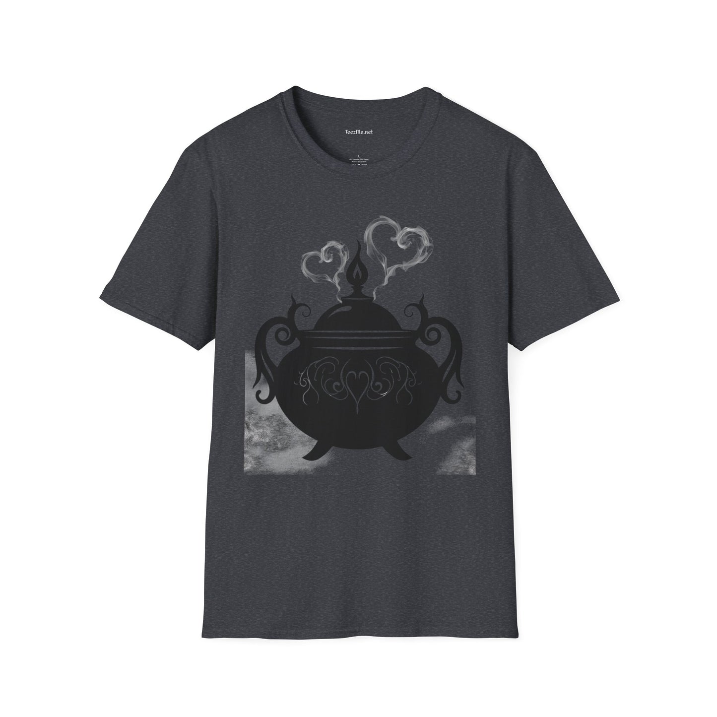 Black Cauldron with Hearts Unisex Soft T-Shirt 100% Cotton Graphic