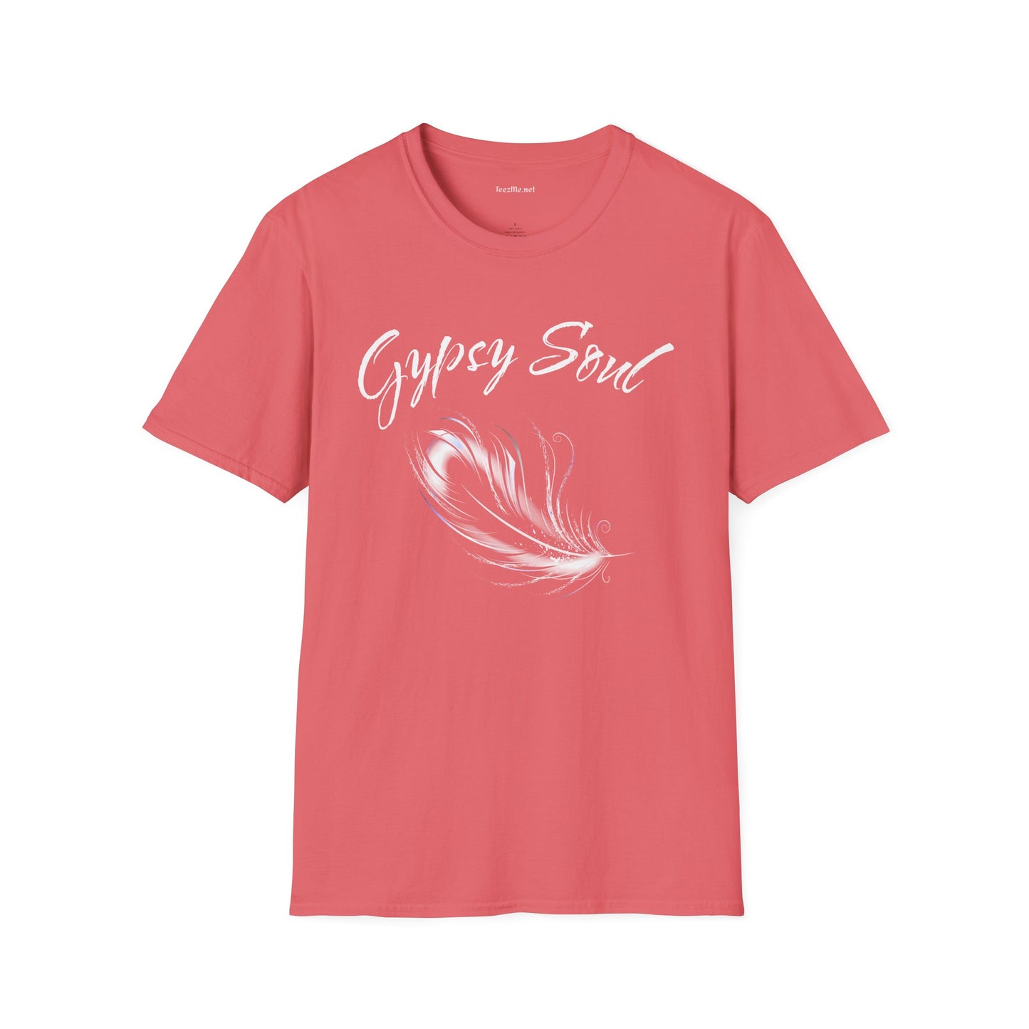 Gypsy Soul with Feather Unisex Softstyle T-Shirt 100% Cotton