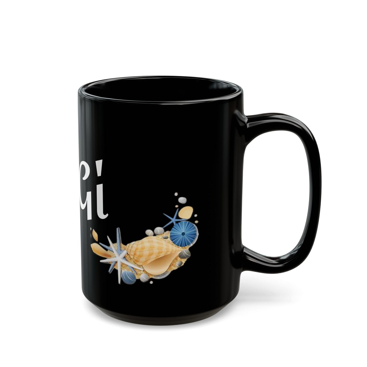 GiGi with seashells - Black Mug (11oz, 15oz) #Coffee #Tea #beach