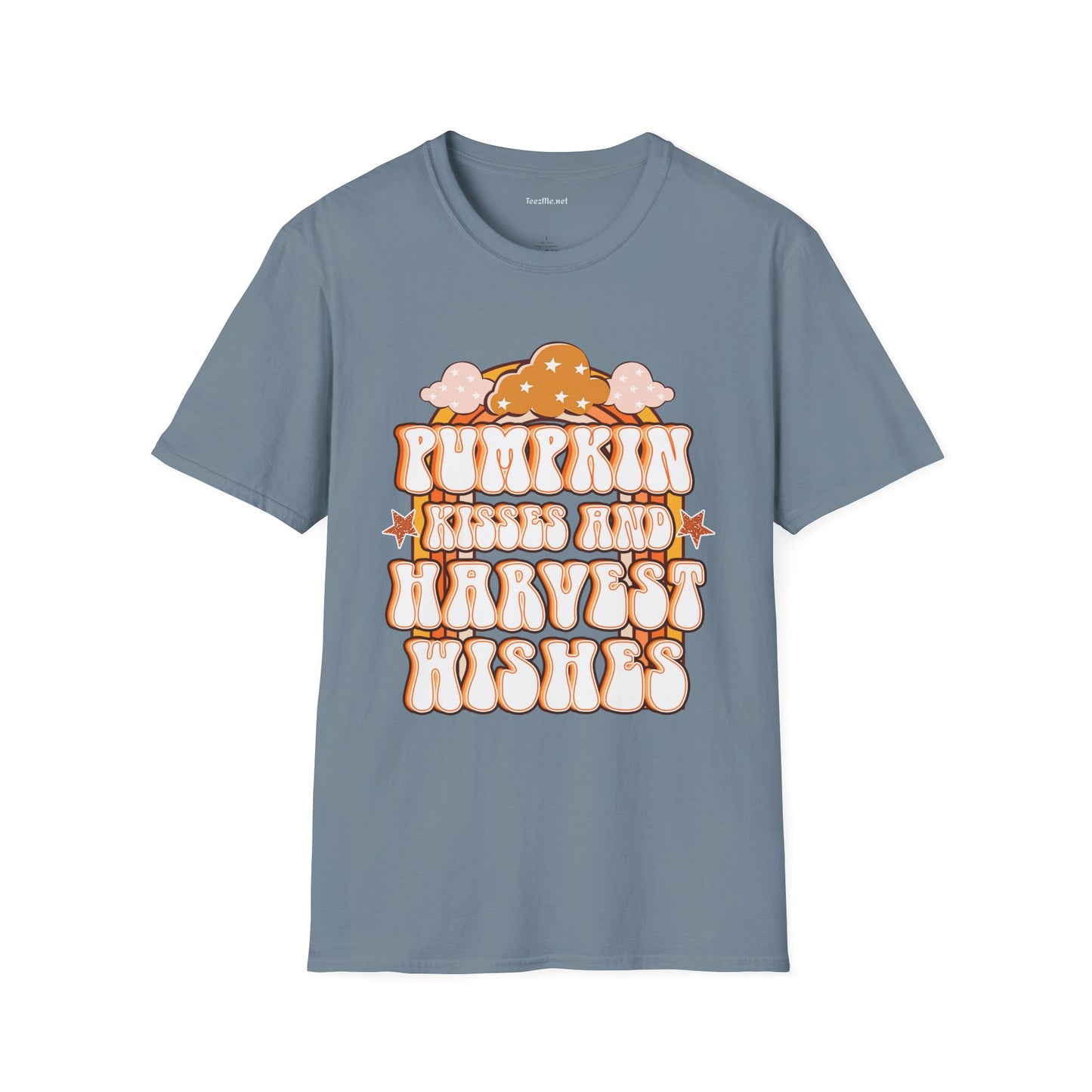 Pumpkin Kisses and Harvest Wishes 01 Unisex Soft T-Shirt 100% Cotton Graphic
