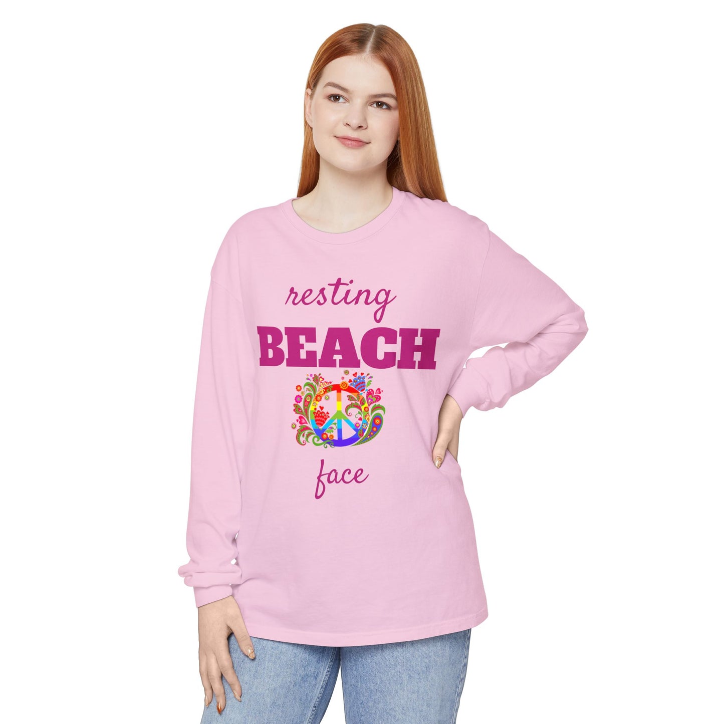 Resting Beach Face - Unisex Garment-dyed Long Sleeve T-Shirt