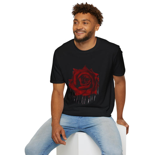 Bleeding Rose Illustration - Unisex Softstyle T-Shirt 100% Cotton Graphic