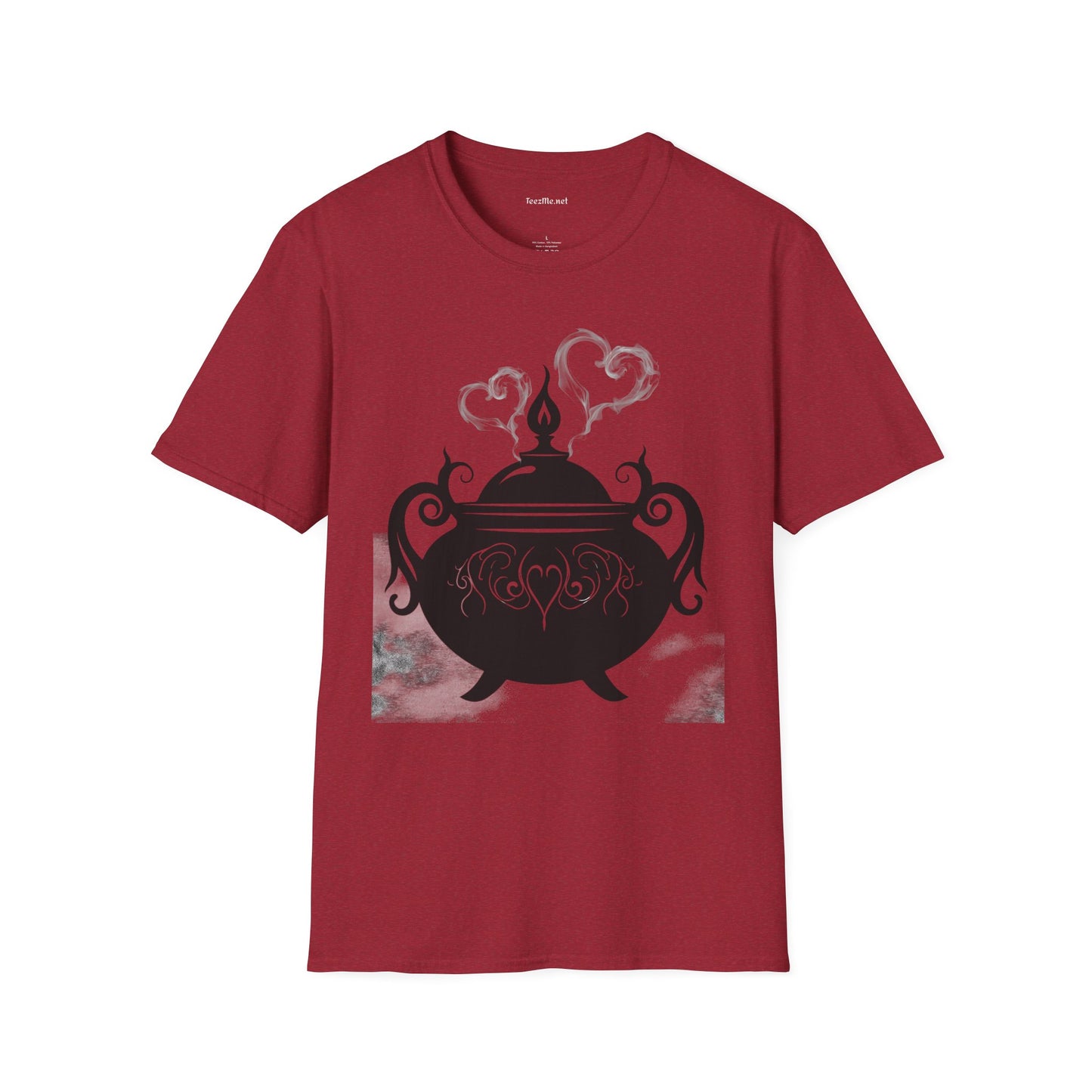 Black Cauldron with Hearts Unisex Soft T-Shirt 100% Cotton Graphic