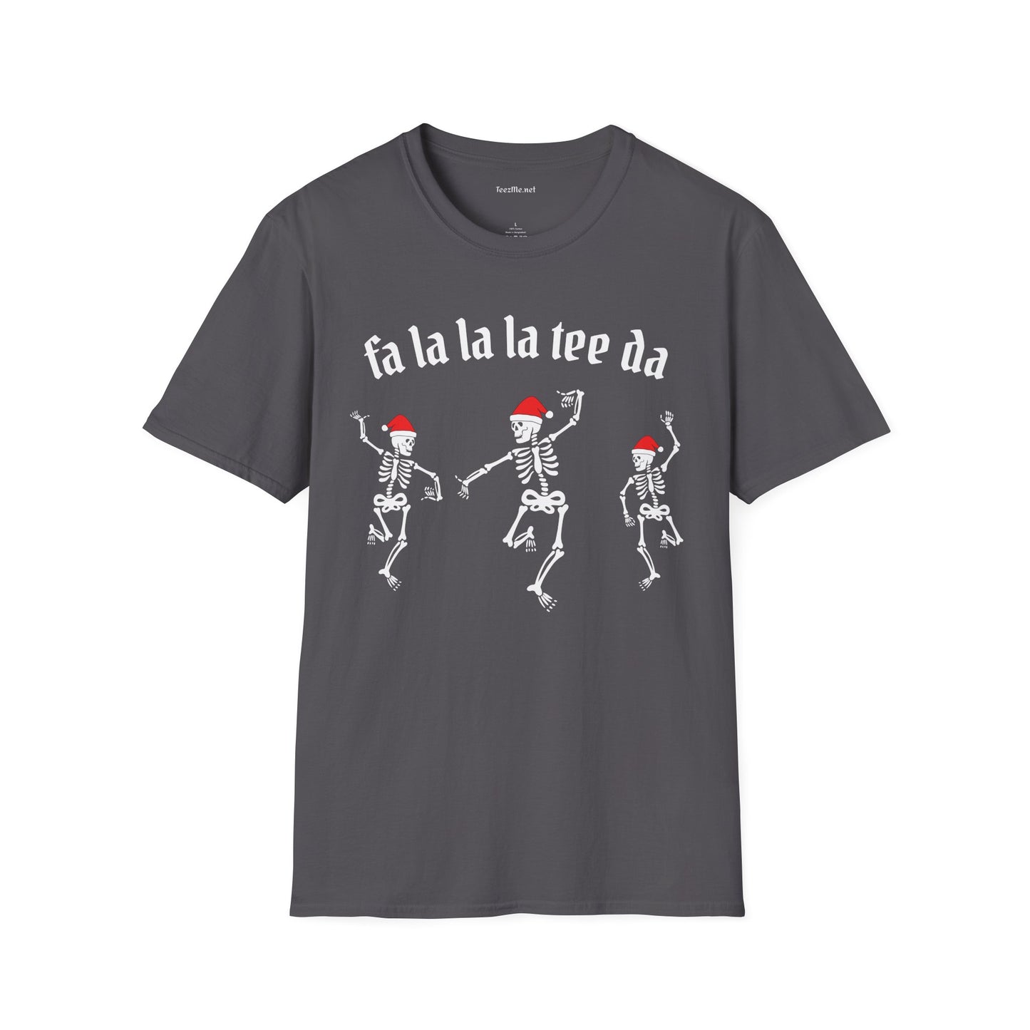 Dancing Santa Skeletons fa la la la Unisex Softstyle T-Shirt 100% Cotton Graphic