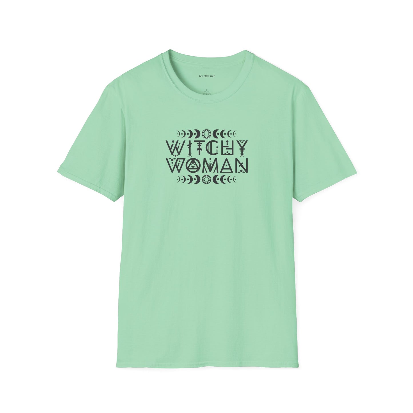 Witchy Woman with Moons - Unisex Softstyle T-Shirt 100% Cotton Graphic