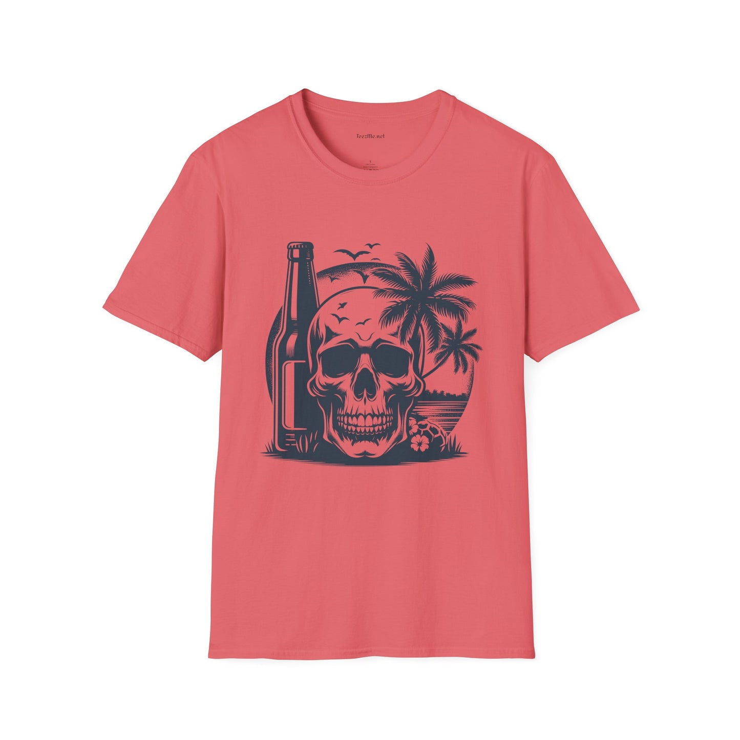 Skull with Beer 02 Unisex Softstyle T-Shirt 100% Cotton