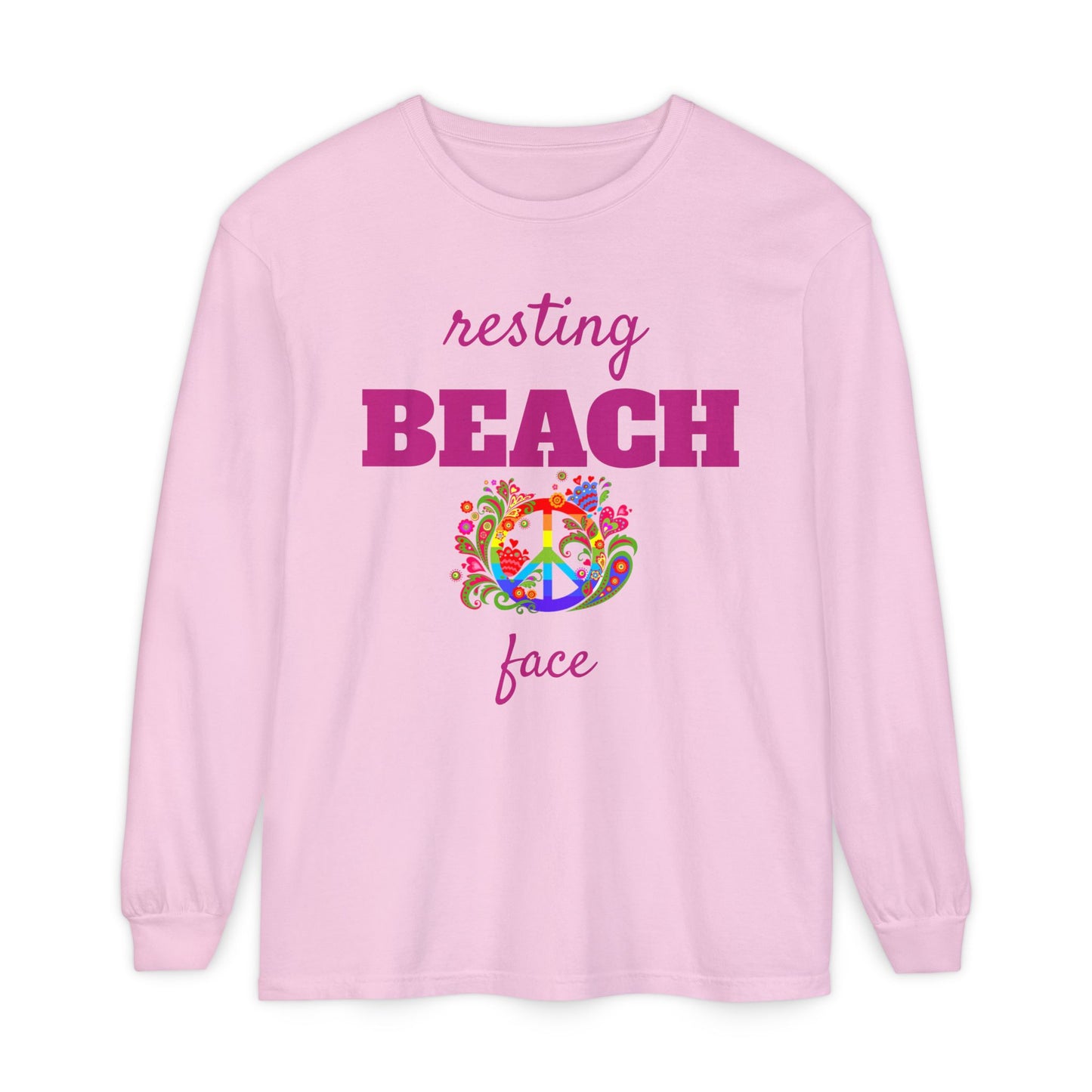 Resting Beach Face - Unisex Garment-dyed Long Sleeve T-Shirt