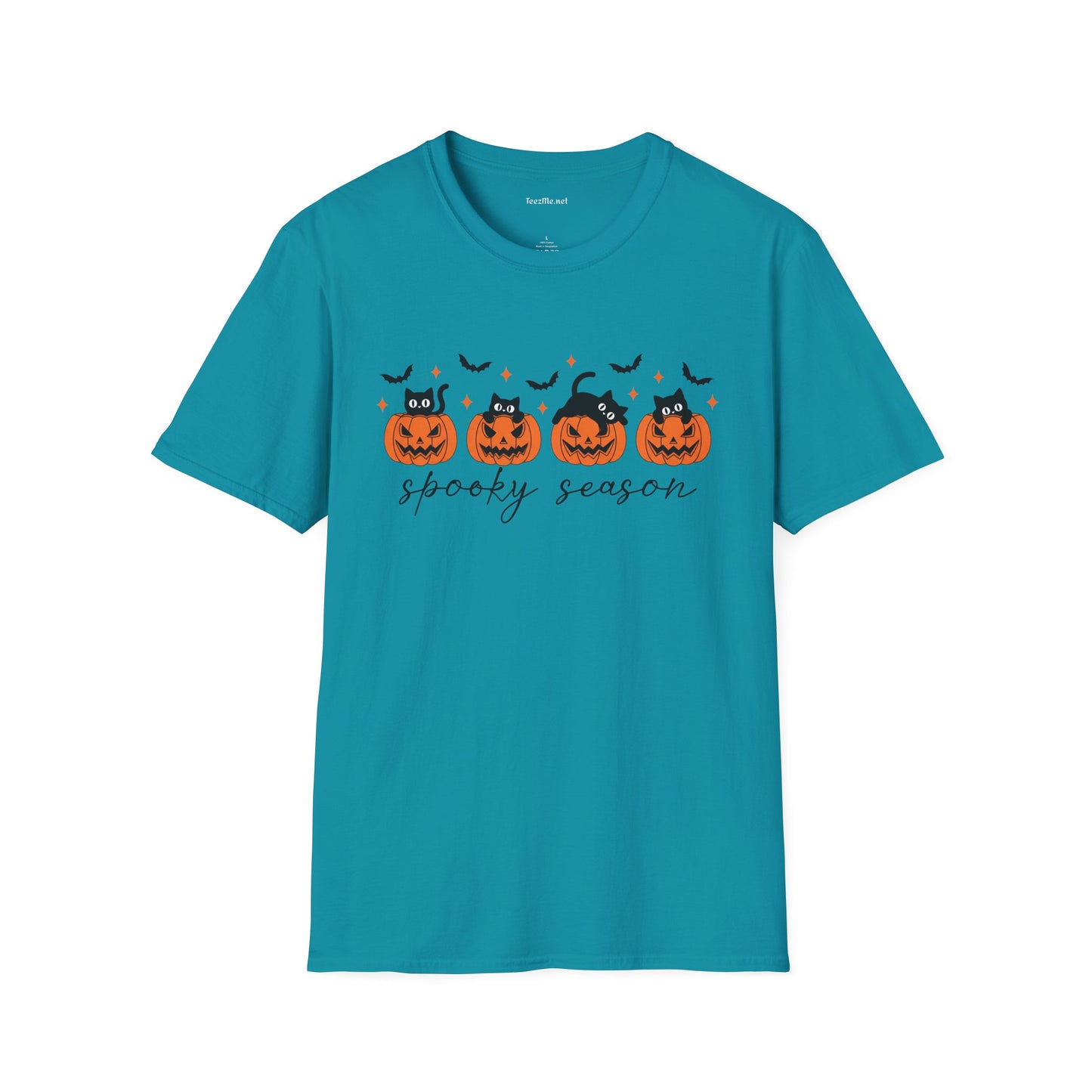 Spooky Season with Cats Unisex Softstyle T-Shirt 100% Cotton