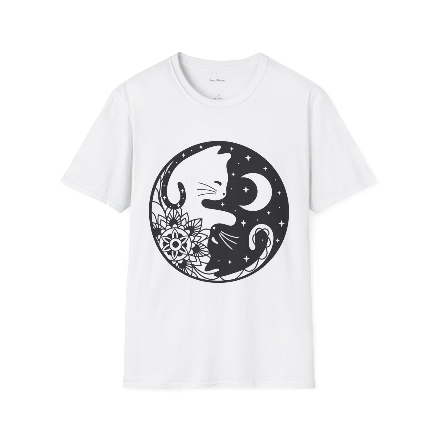 Yin Yang Cat1 Unisex Soft T-Shirt 100% Cotton Graphic