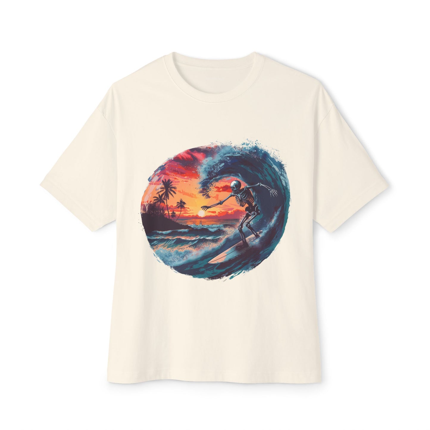 Skeleton Surfing2 - Unisex Oversized Boxy Tee