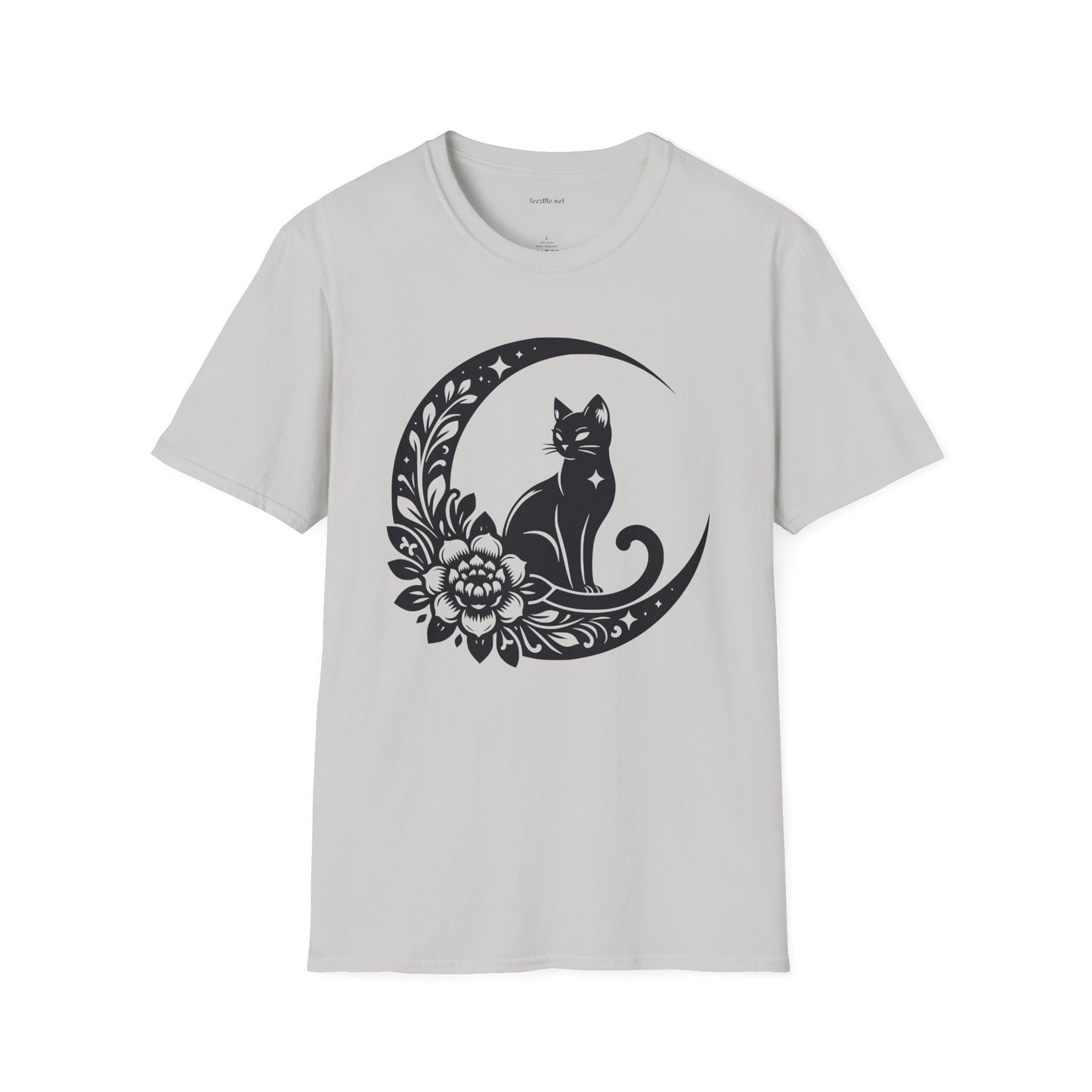 Crescent Moon Star Cat - Unisex Softstyle T-Shirt 100% Cotton Graphic