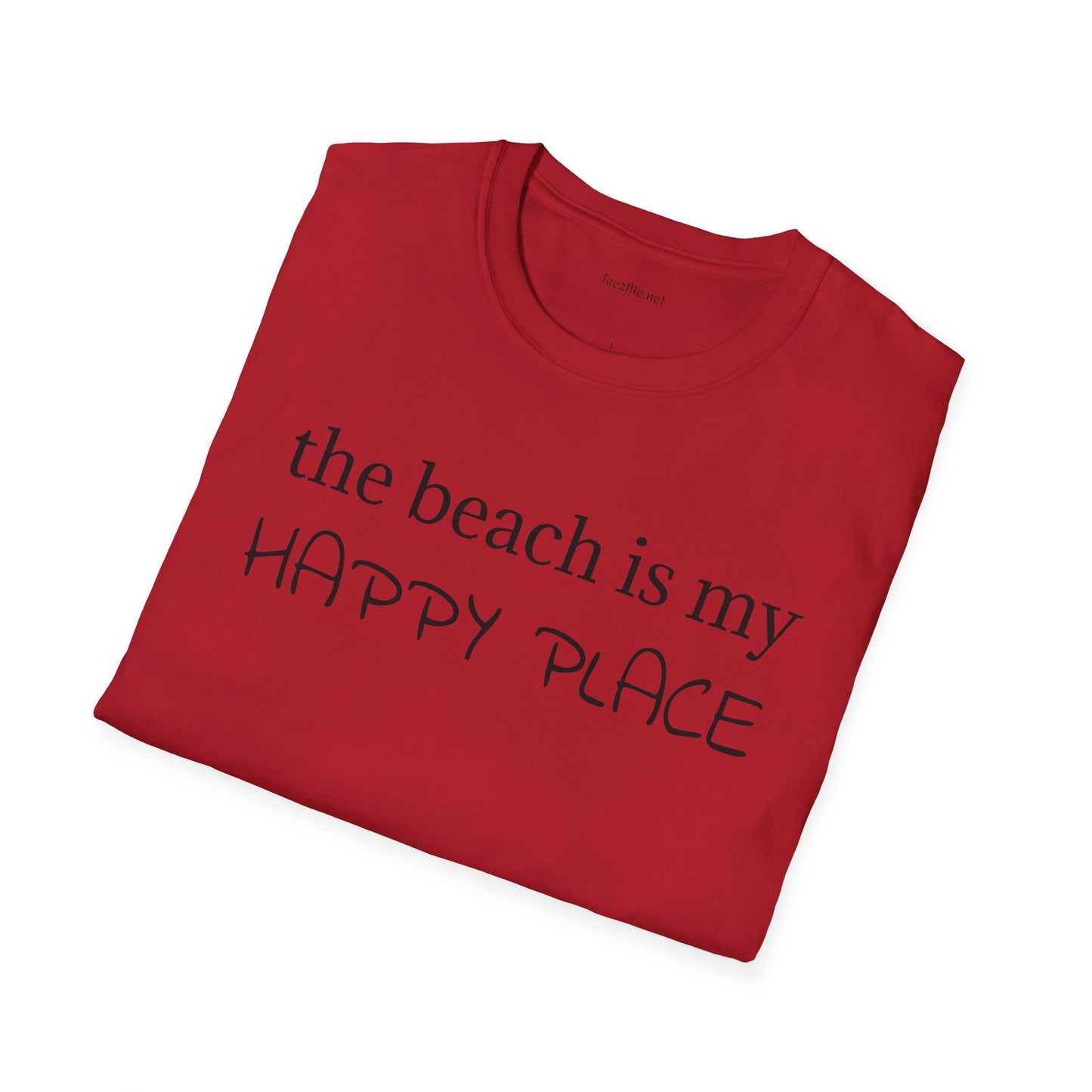 The beach is my happy place - Unisex Softstyle T-Shirt 100% Cotton Graphic