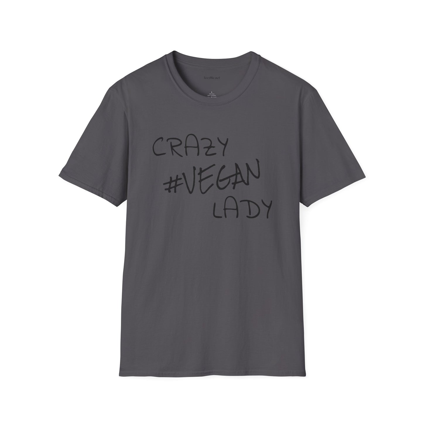 Crazy #Vegan Lady Unisex Softstyle T-Shirt 100% Cotton Graphic
