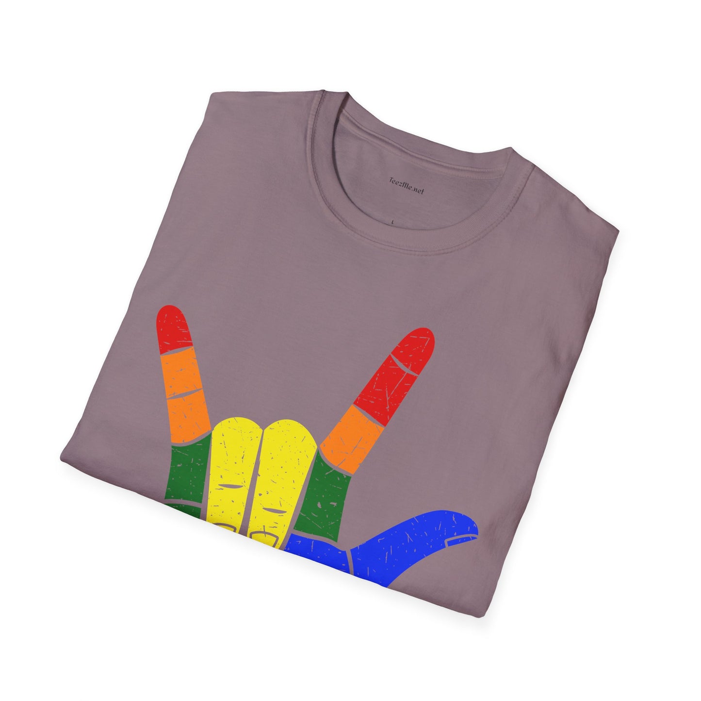 ASL Love LGBT  - Unisex Softstyle T-Shirt 100% Cotton Graphic