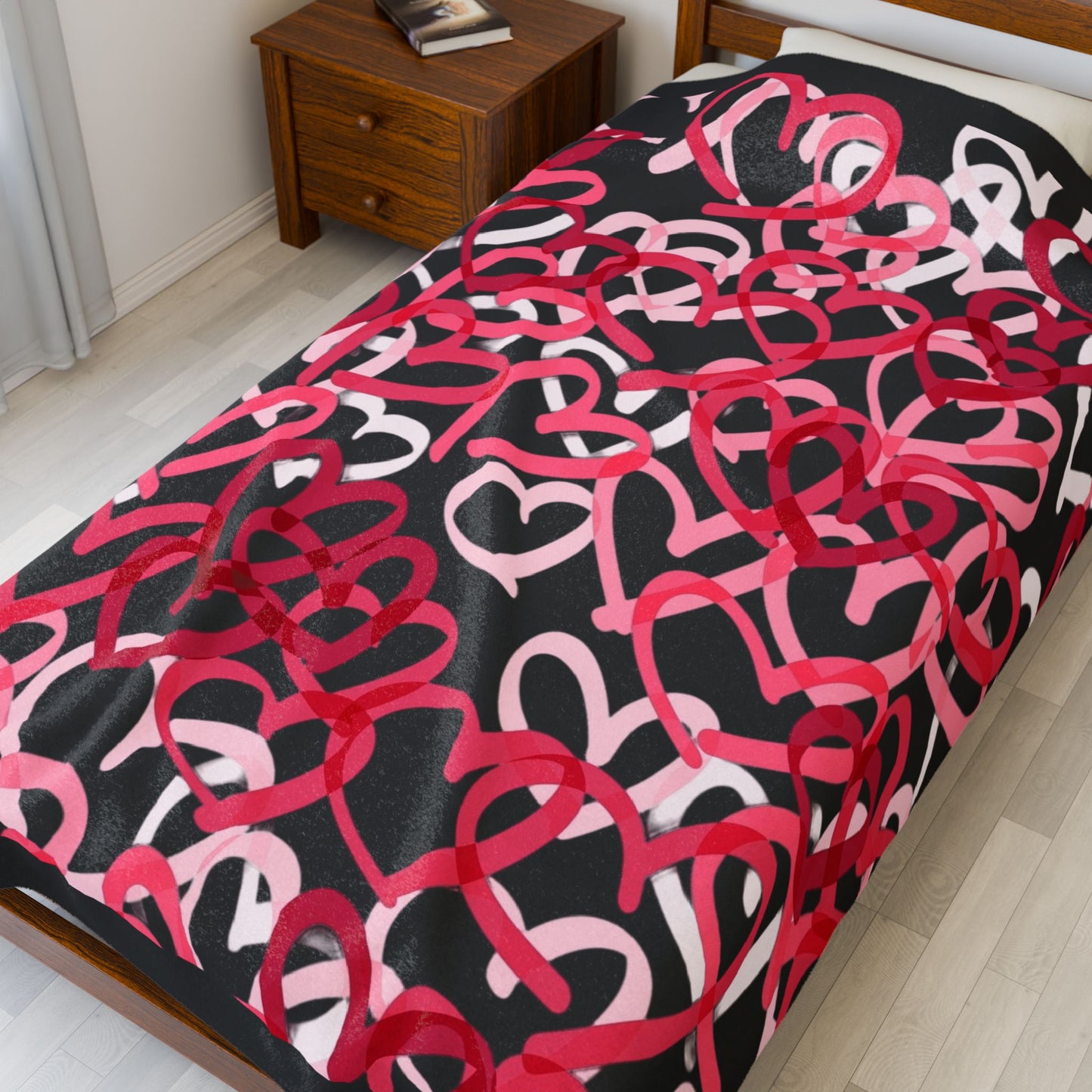 Hearts for Her Velveteen Plush Blanket