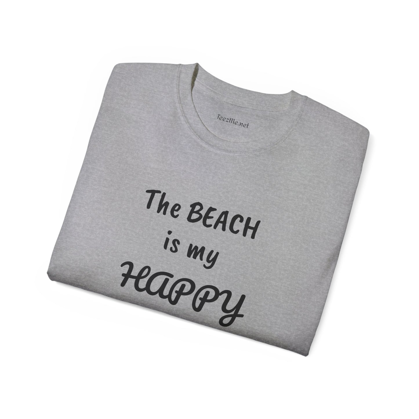 The BEACH is my Happy Place - Unisex Ultra Cotton Tee 100% Cotton Graphic