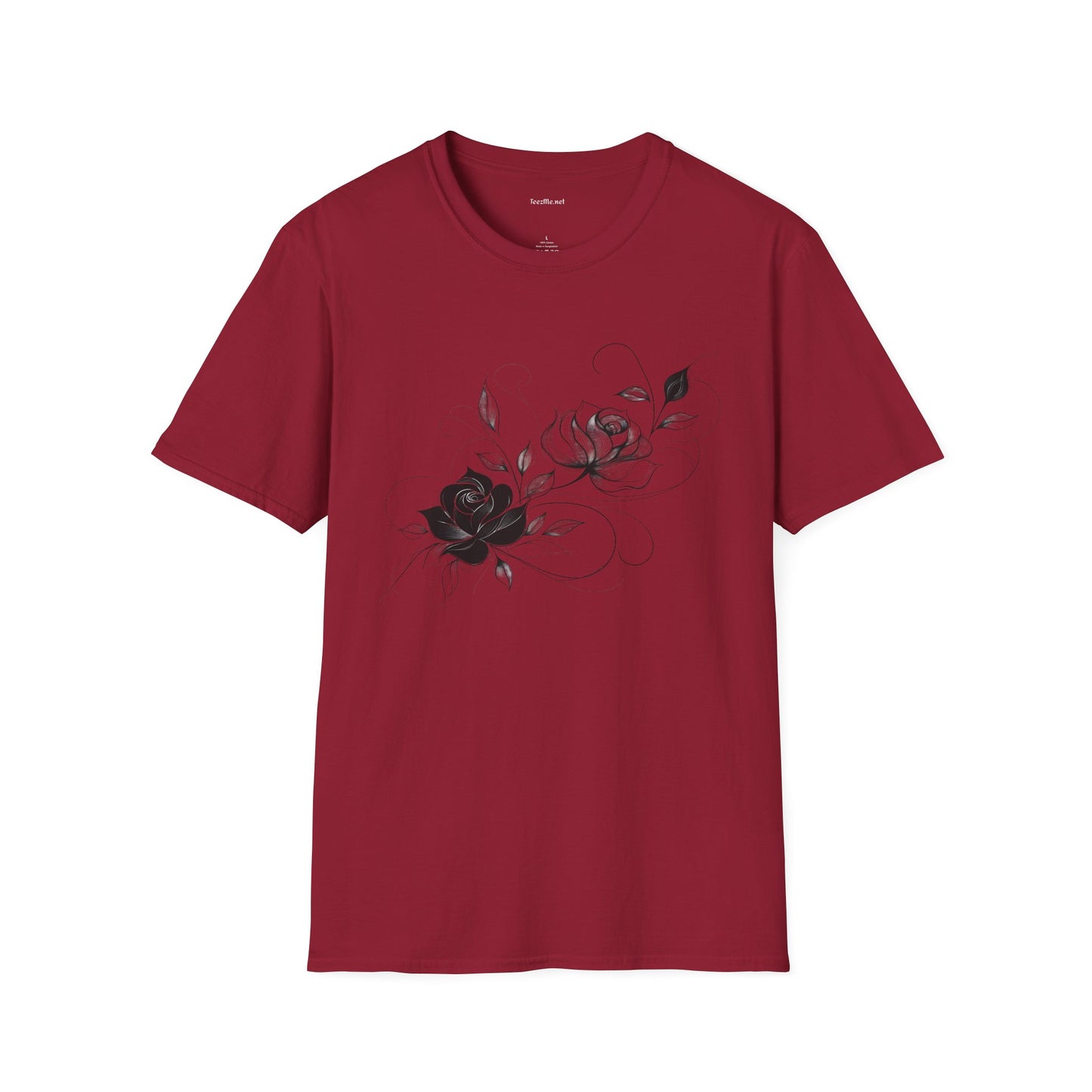 Black rose bouquet - Unisex Softstyle T-Shirt 100% Cotton Graphic