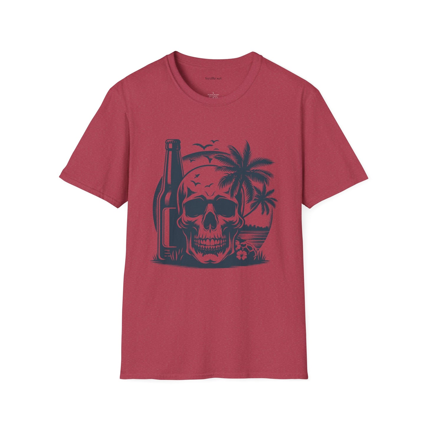 Skull with Beer 02 Unisex Softstyle T-Shirt 100% Cotton