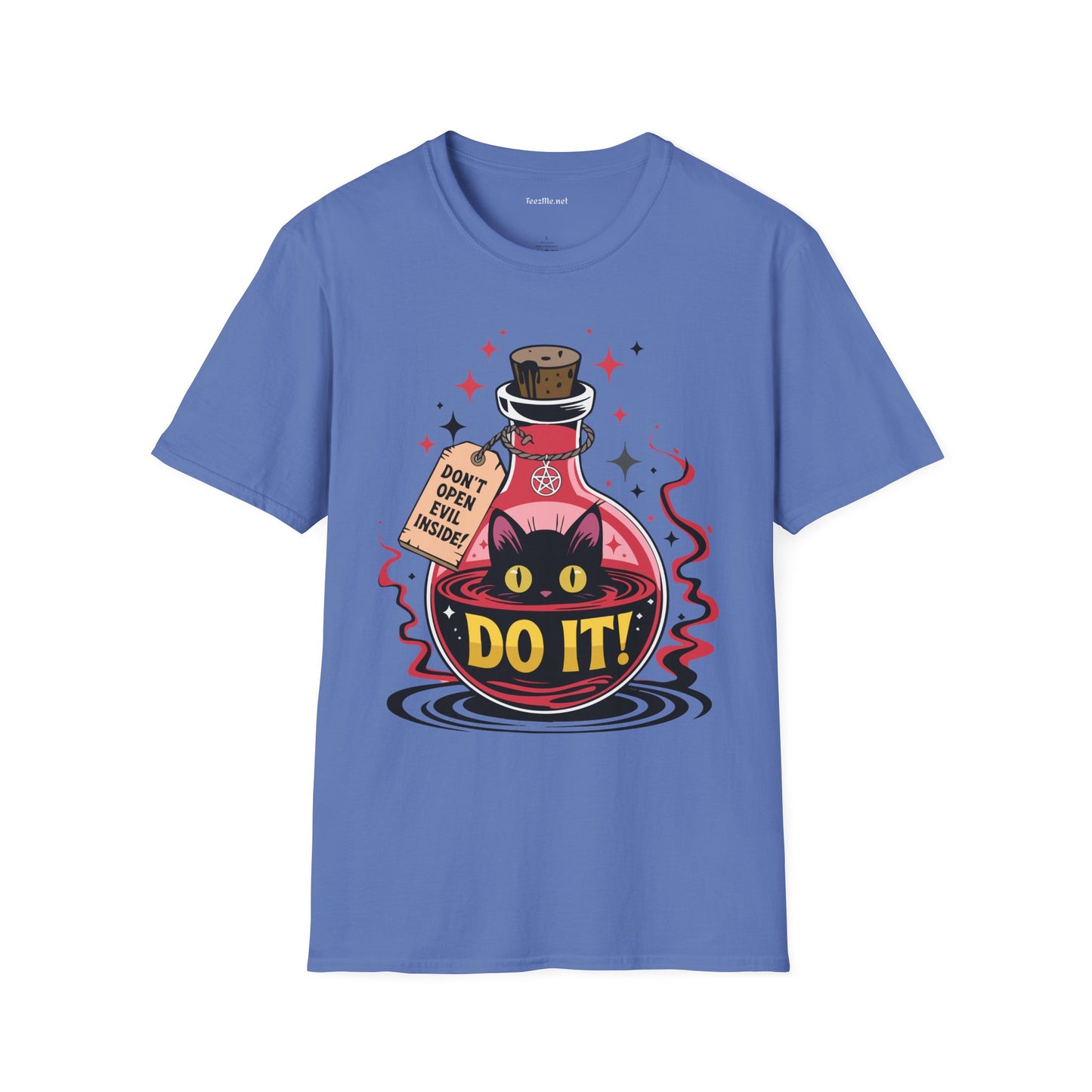 Evil Cat Inside Unisex Softstyle T-Shirt 100% Cotton Graphic
